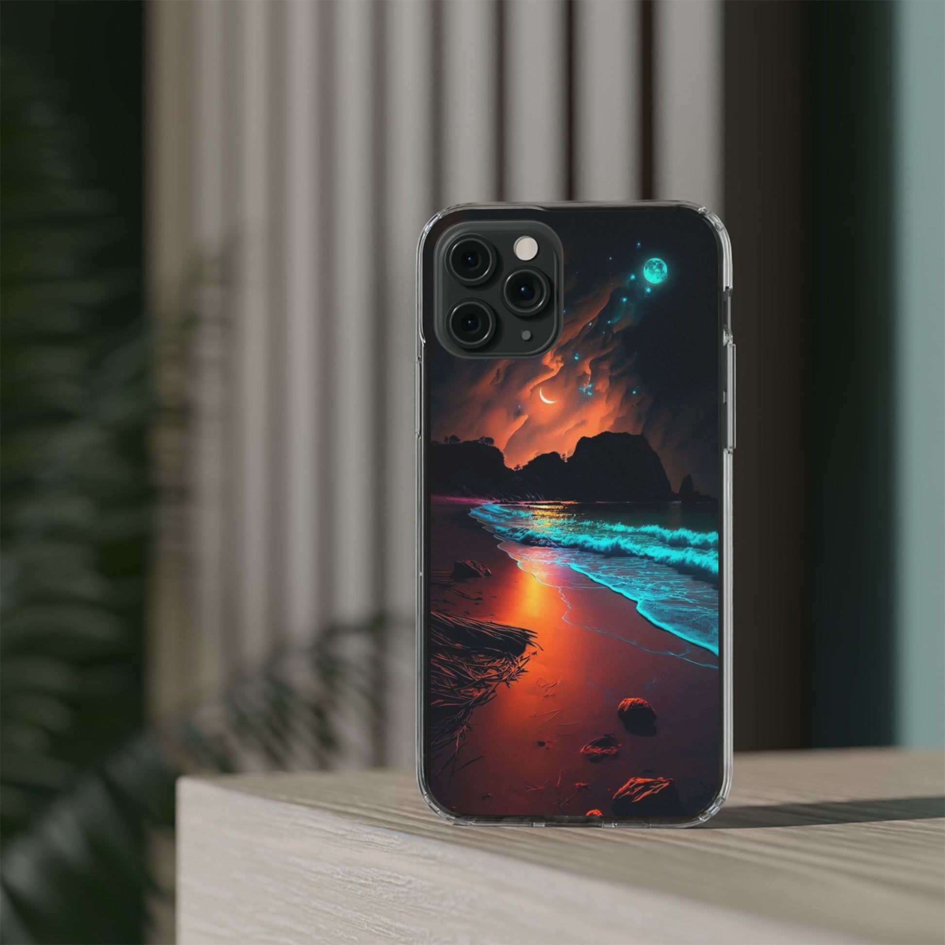 Phone Case, Neon Beach Theme, Iphone Samsung Cover, Clear Phone Cover, Summer