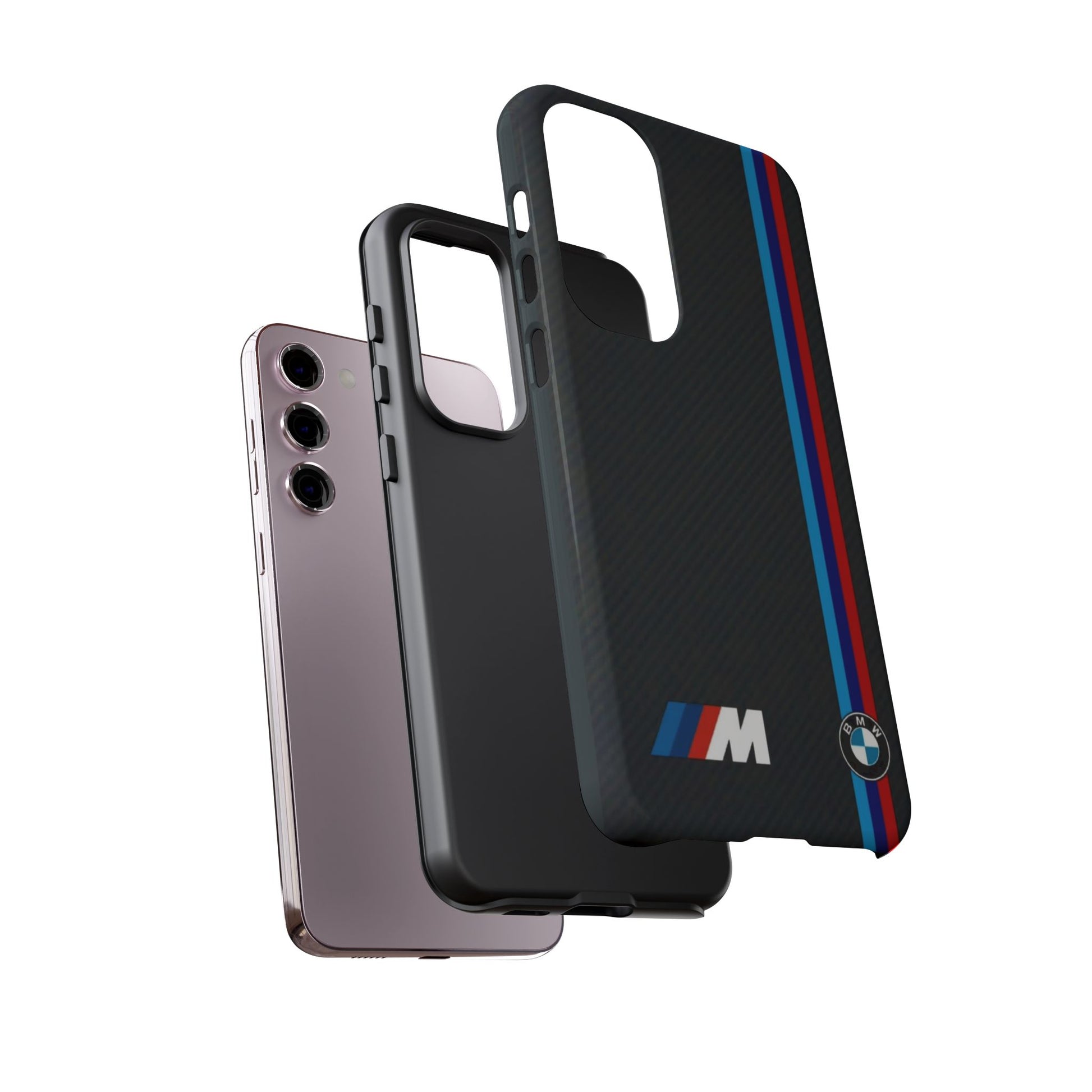 BMW M Stripes Carbon Fiber Design Tough Cases for iPhones, Samsung, and Pixel