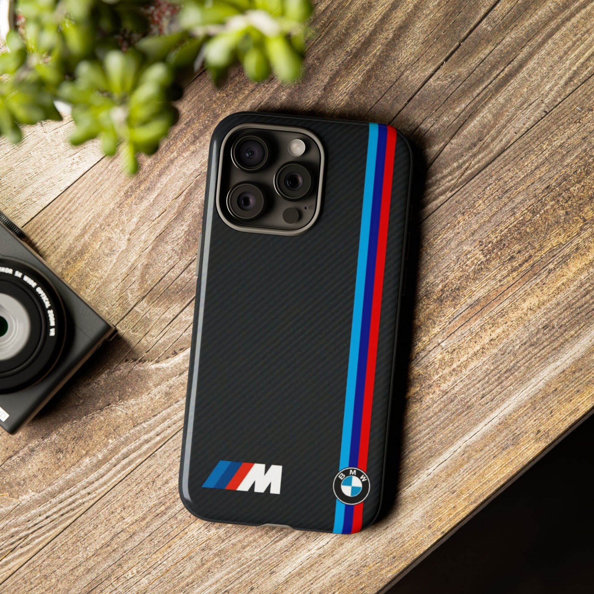 BMW M Stripes Carbon Fiber Design Tough Cases for iPhones, Samsung, and Pixel