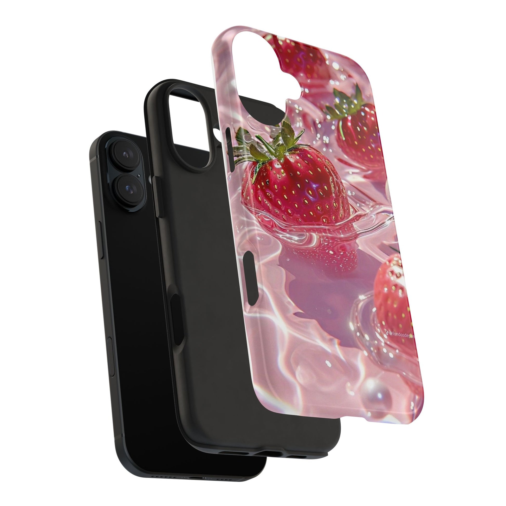 Floating Strawberries Themed Tough Phone Cases for Iphones & Samsung Phones