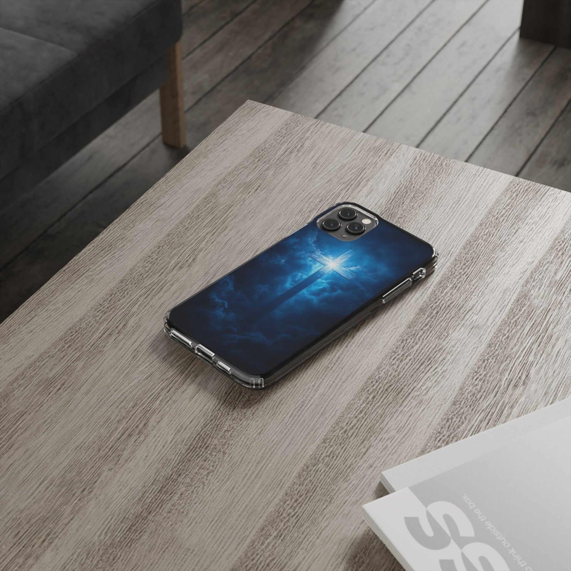 Religious Phone Case, Christian Cross in Clouds Art, Phone Accessories, Samsung
