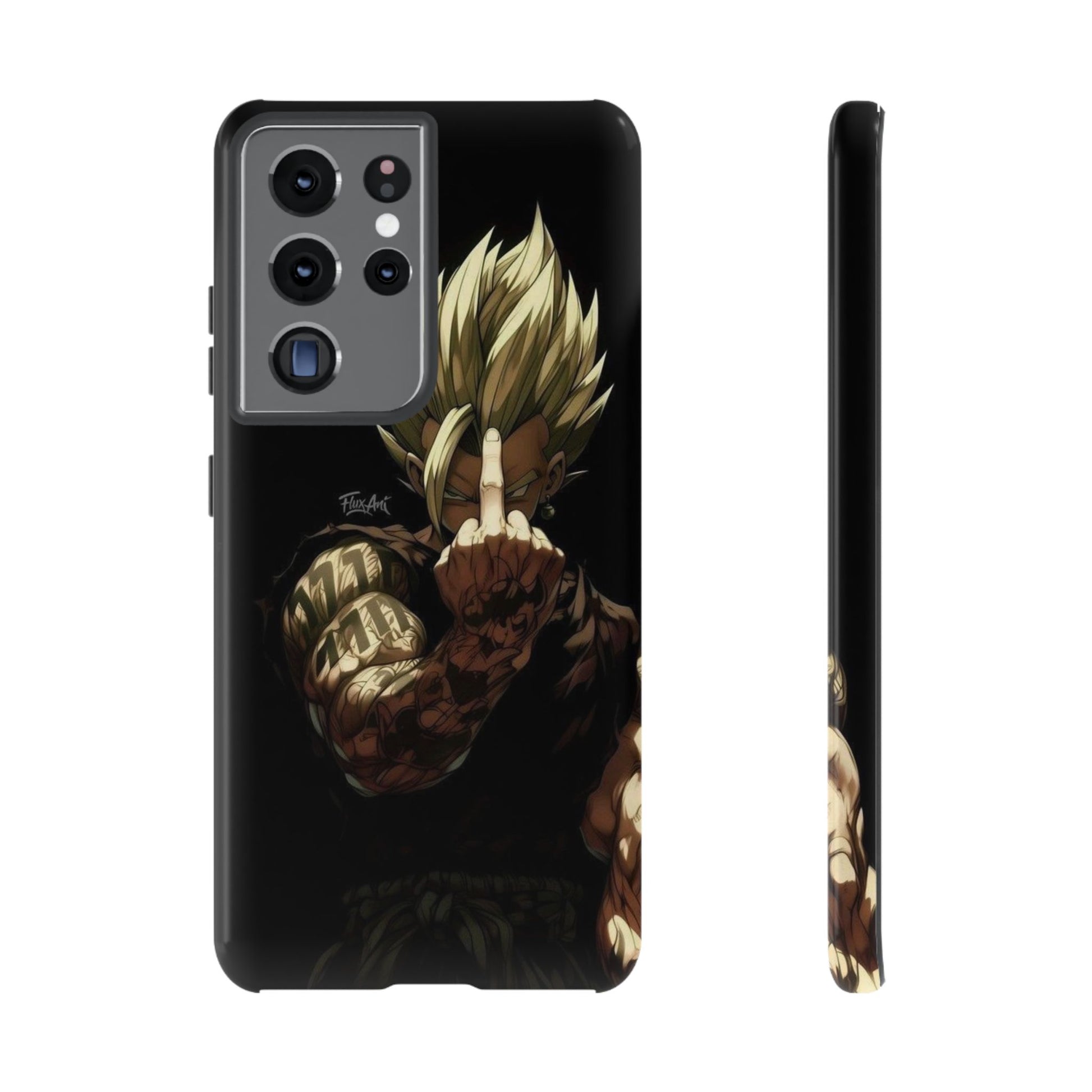 Middle Finger SS Goku Dragon Ball Z Tough Cases for iPhones, Samsung, and Pixel