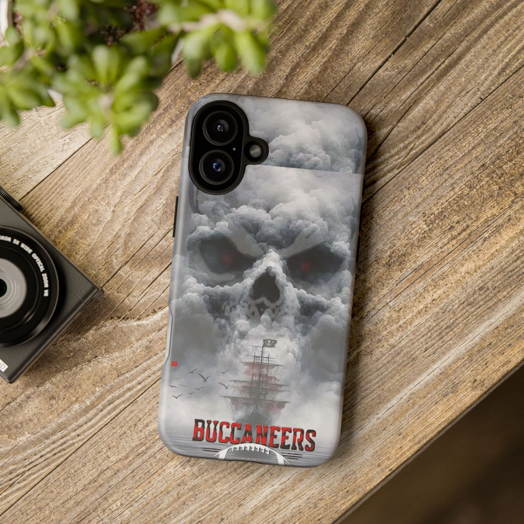 Skull Pirate Ship Football Buccaneers Tough Cases for iPhones, Samsung, and Pixel