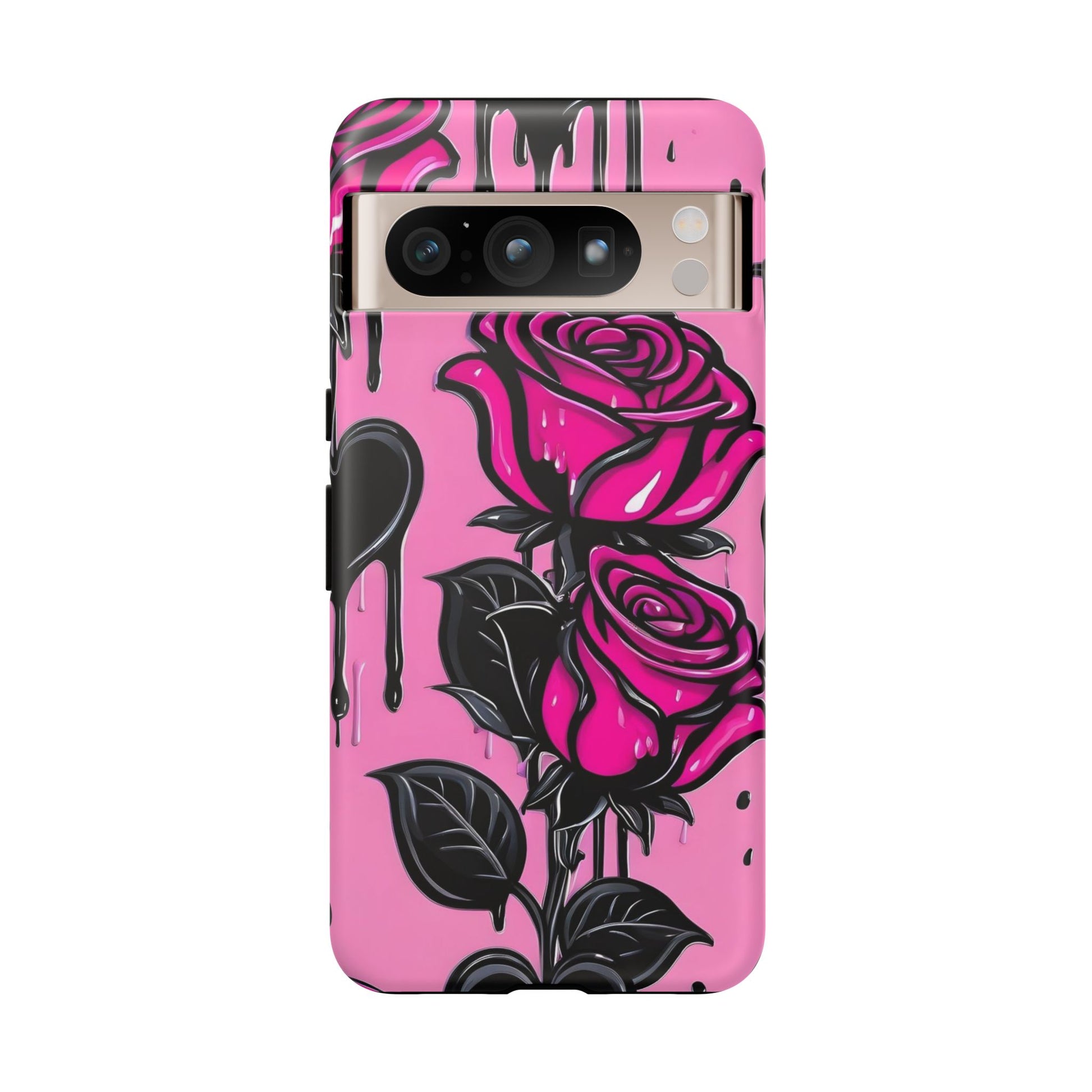Pink Rose Tough Girly Cases for iPhones, Samsung, and Pixel