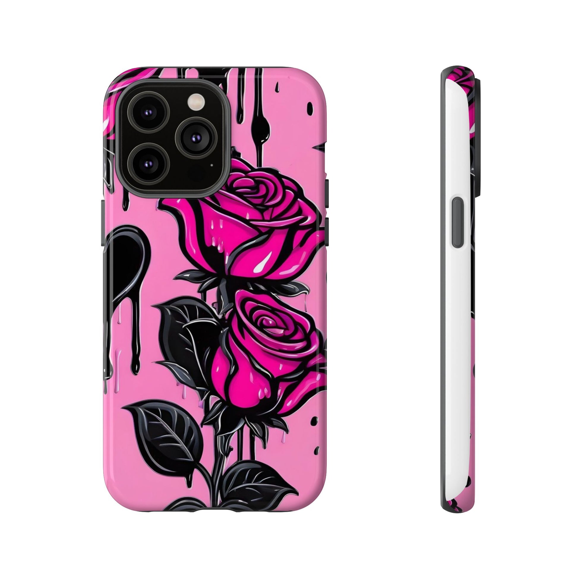 Pink Rose Tough Girly Cases for iPhones, Samsung, and Pixel