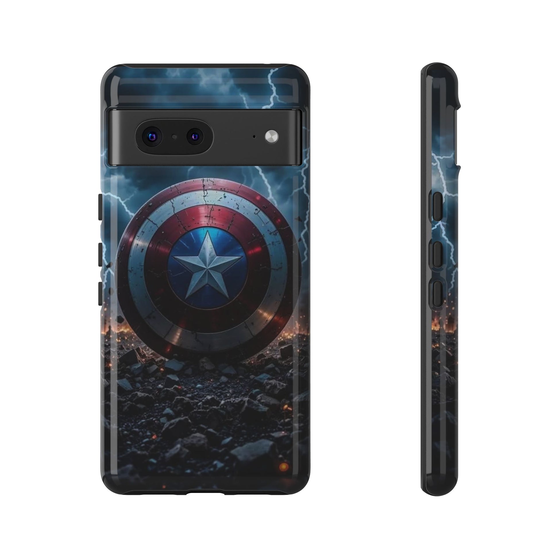 Captain America Shield Tough Cases for iPhones, Samsung, and Pixel