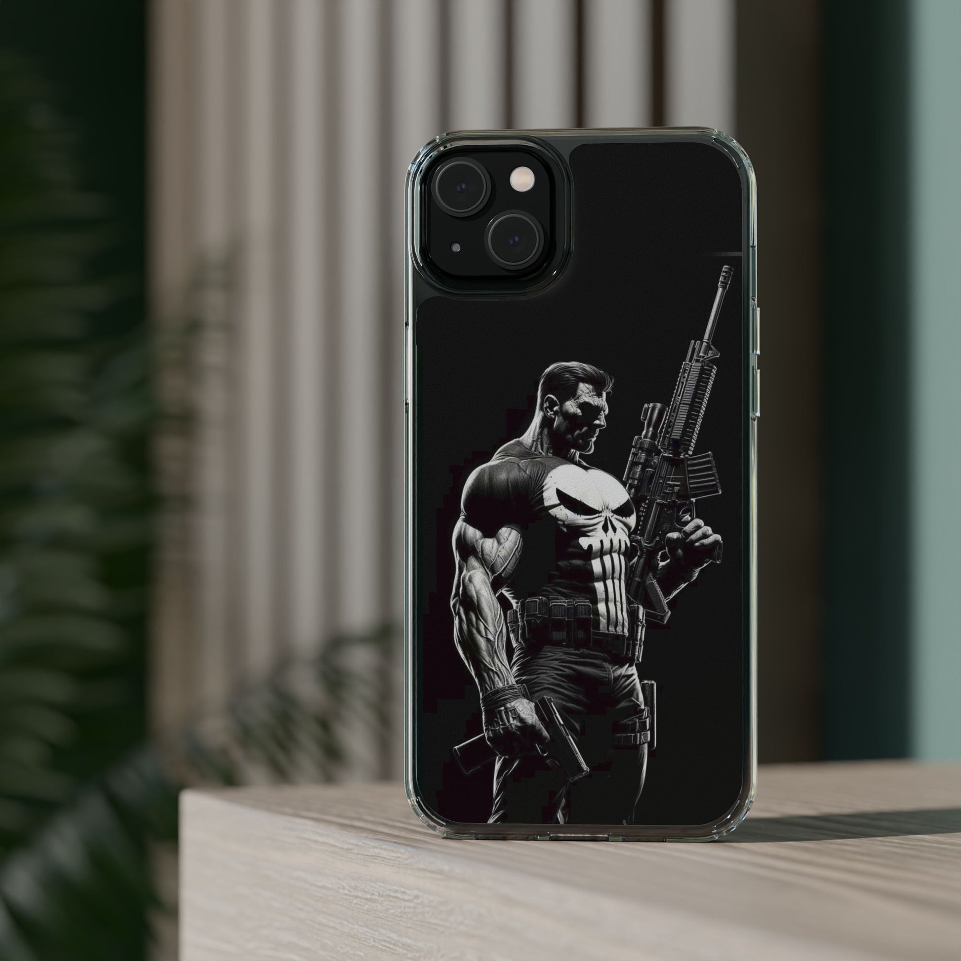 Phone Case, Comic book Inspired Design Punisher, Clear Phone Cover, Funny