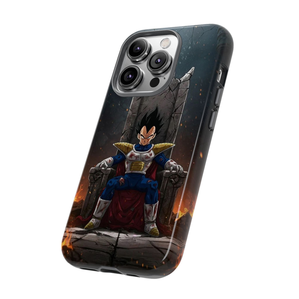 Vegeta on Throne DBZ Theme Tough Cases for iPhones, Samsung, and Pixel