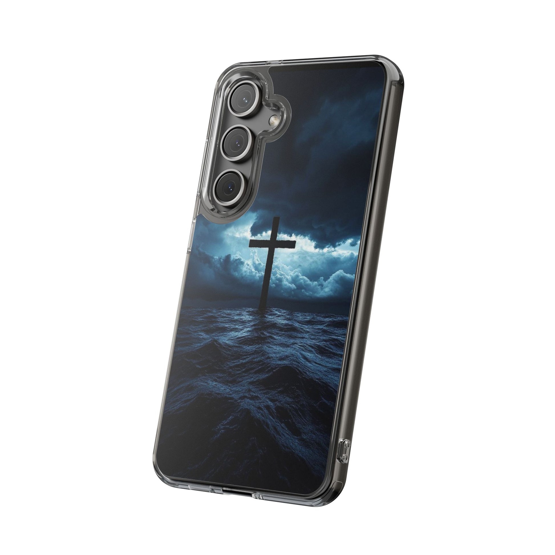 Christian Cross Storm Clear Case - Religious iPhone Samsung Cover, Faith Phone