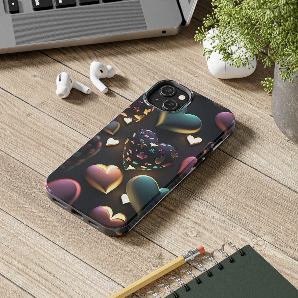 Floating Hearts Themed Tough Phone Cases for Iphones & Samsung Phones