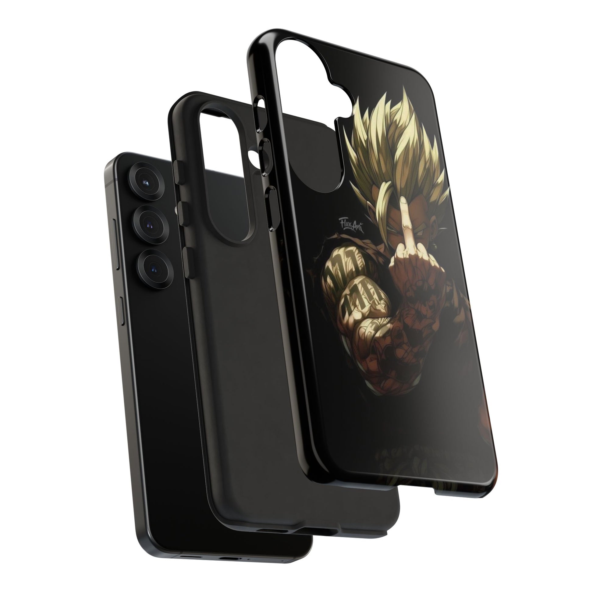 Middle Finger SS Goku Dragon Ball Z Tough Cases for iPhones, Samsung, and Pixel