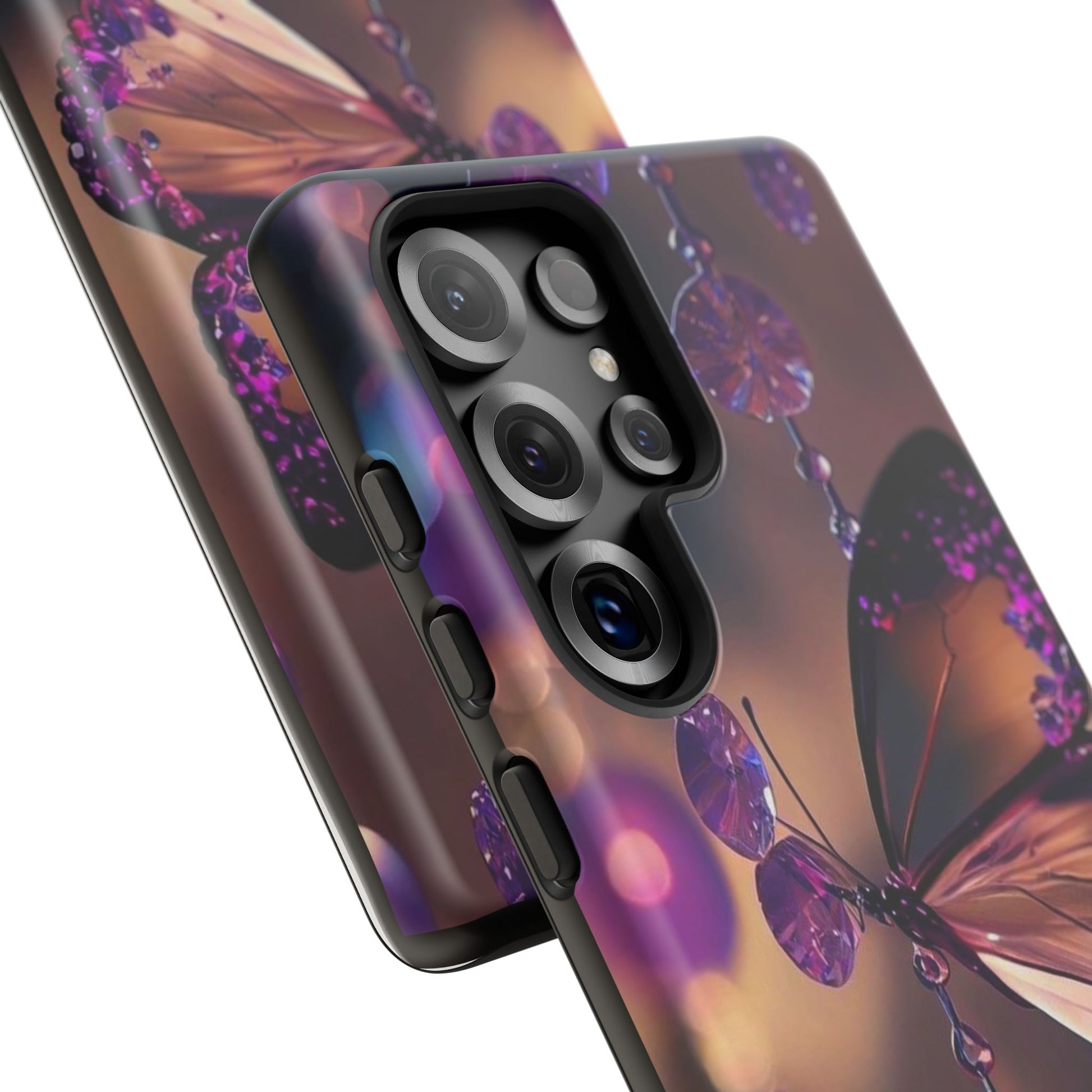 Purple Butterfly Tough Cases for iPhones, Samsung, and Pixel