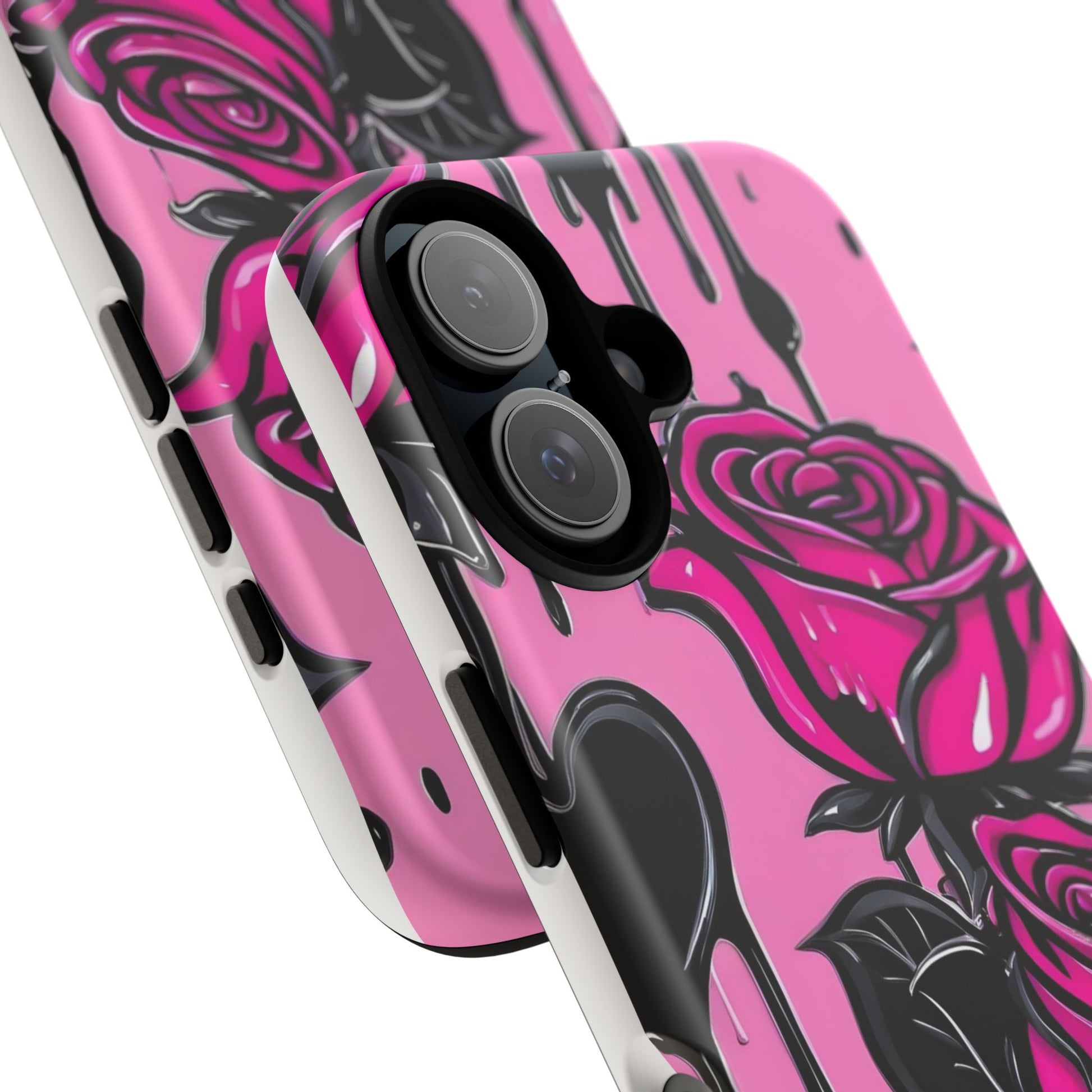Pink Rose Tough Girly Cases for iPhones, Samsung, and Pixel