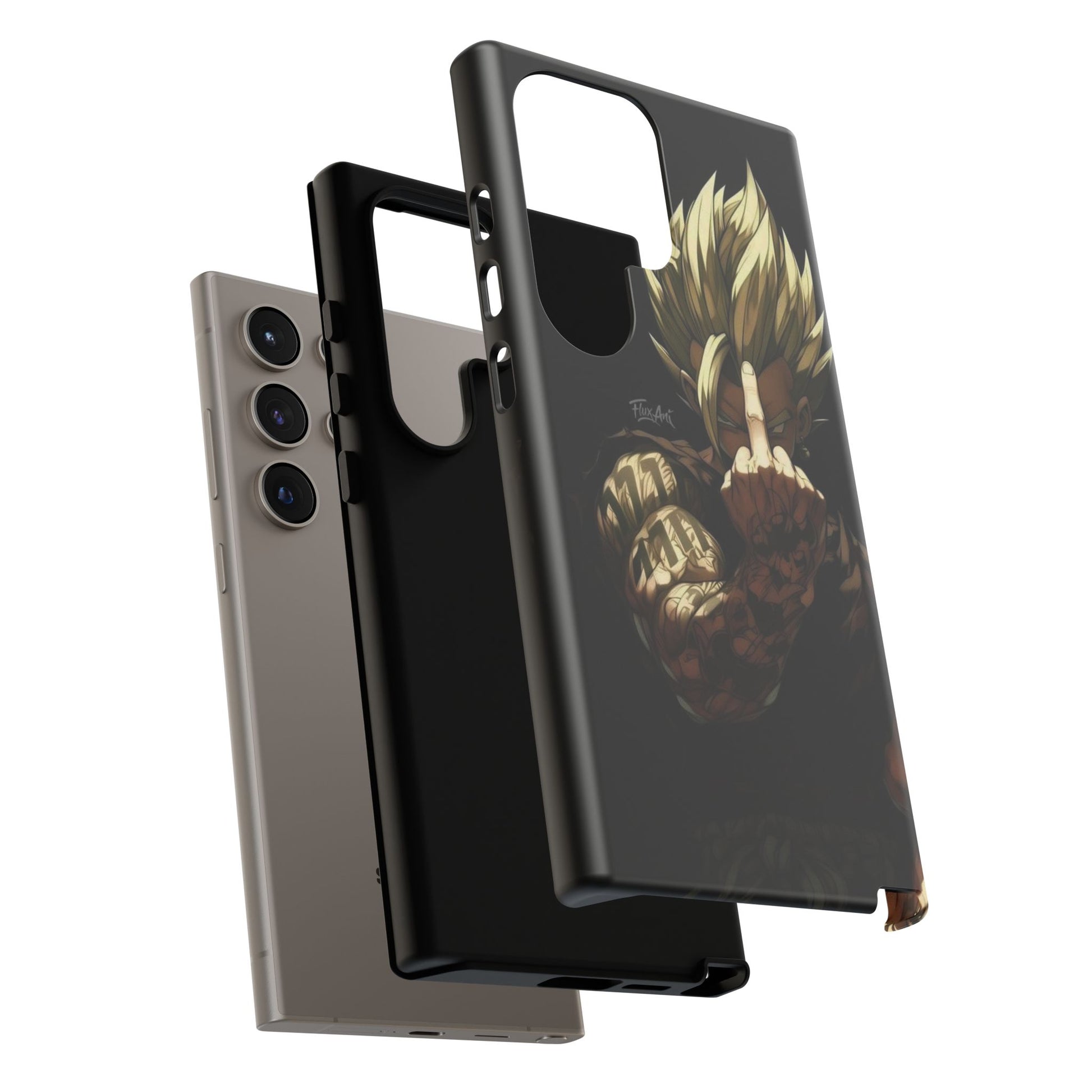 Middle Finger SS Goku Dragon Ball Z Tough Cases for iPhones, Samsung, and Pixel