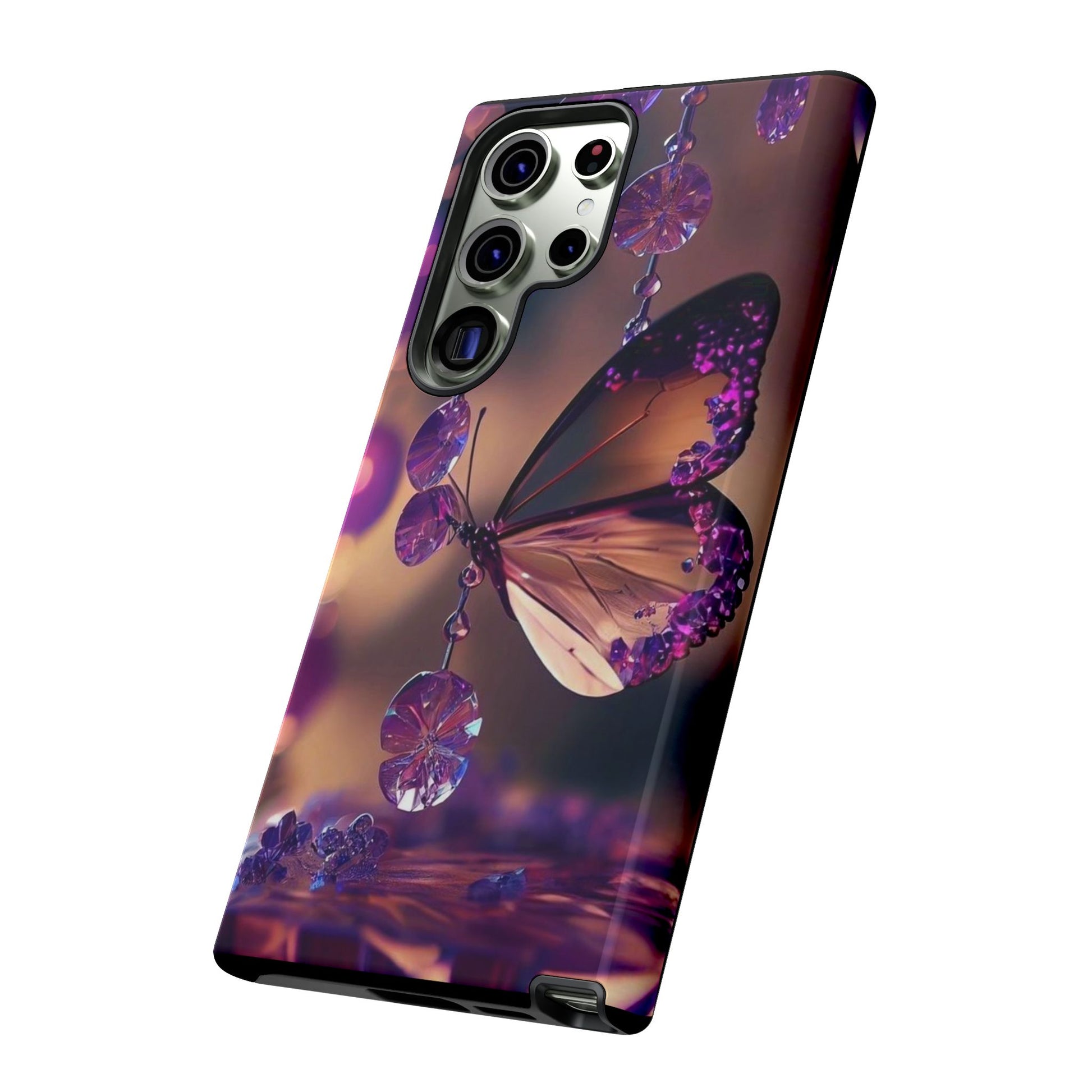 Purple Butterfly Tough Cases for iPhones, Samsung, and Pixel