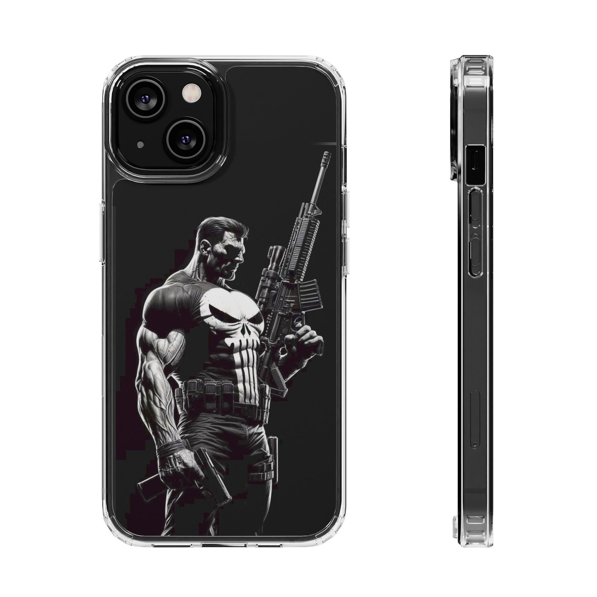 Phone Case, Comic book Inspired Design Punisher, Clear Phone Cover, Funny