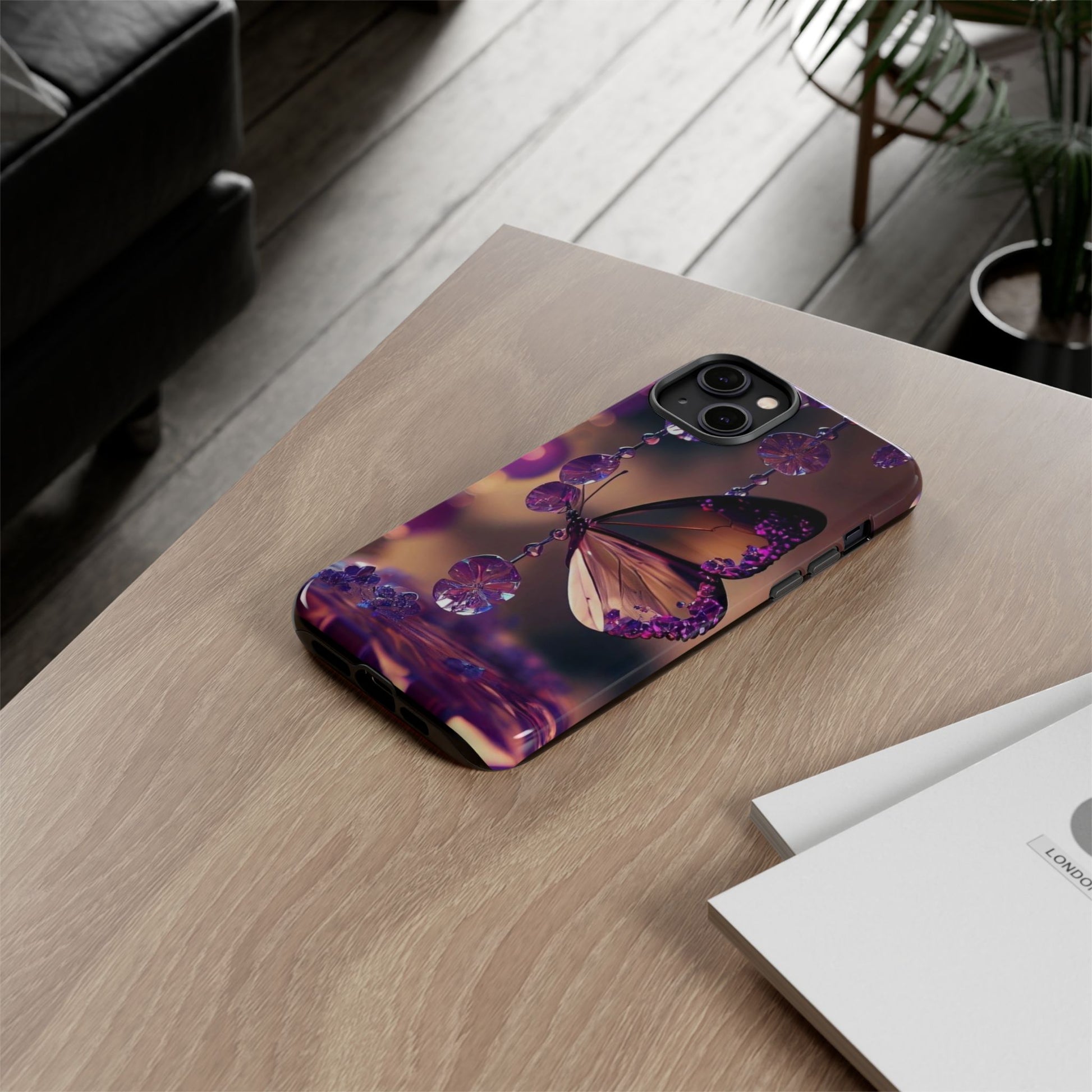 Purple Butterfly Tough Cases for iPhones, Samsung, and Pixel