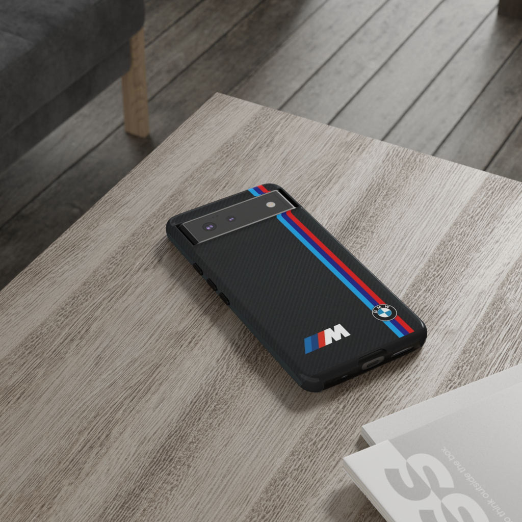 BMW M Stripes Carbon Fiber Design Tough Cases for iPhones, Samsung, and Pixel