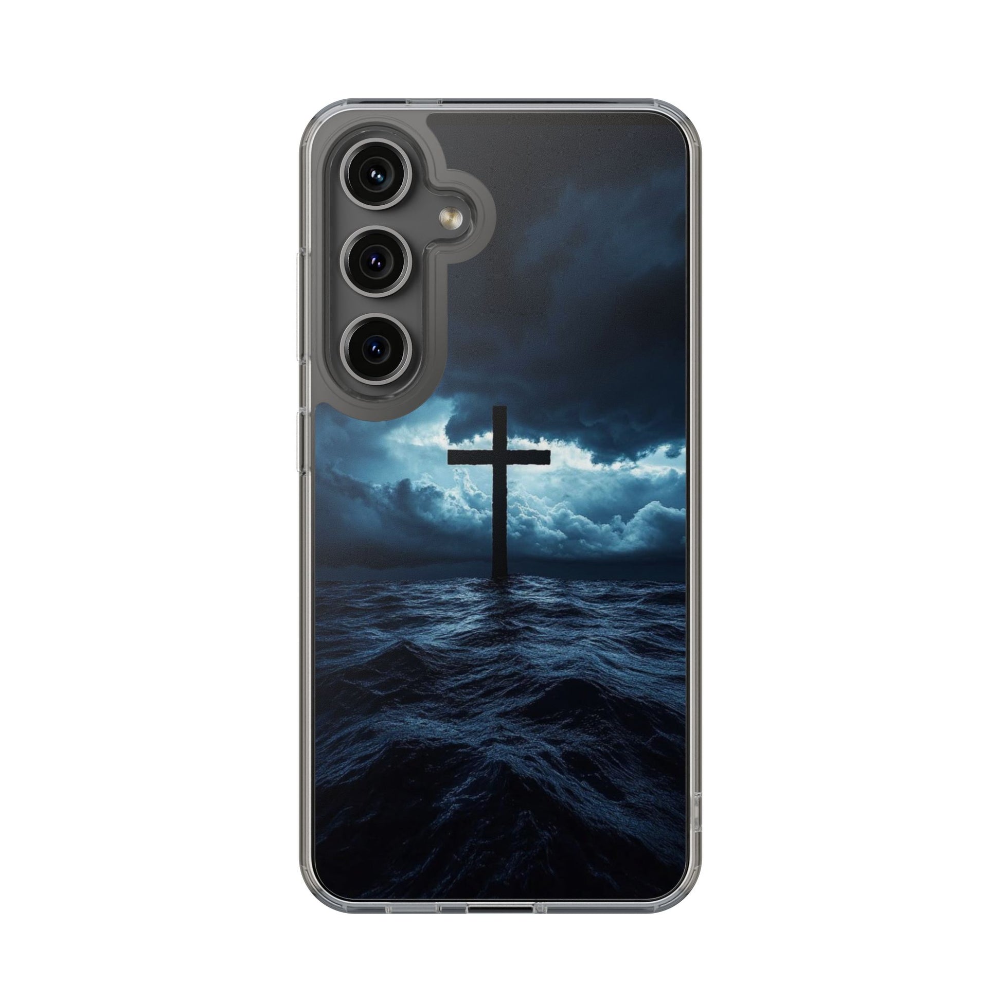 Christian Cross Storm Clear Case - Religious iPhone Samsung Cover, Faith Phone