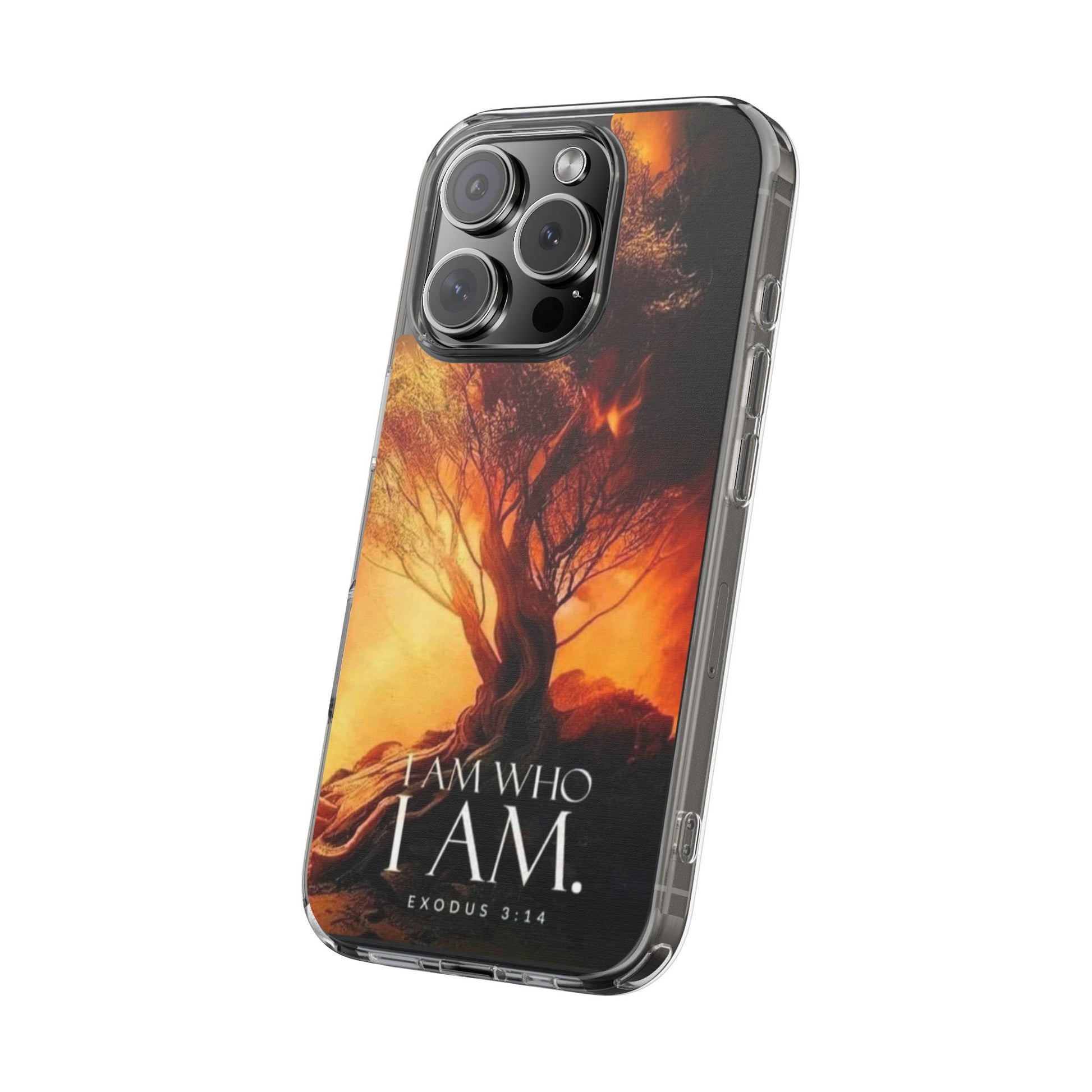 Phone Case, I Am Who I Am Bible Verse Clear Case for Iphone Samsung, Religious