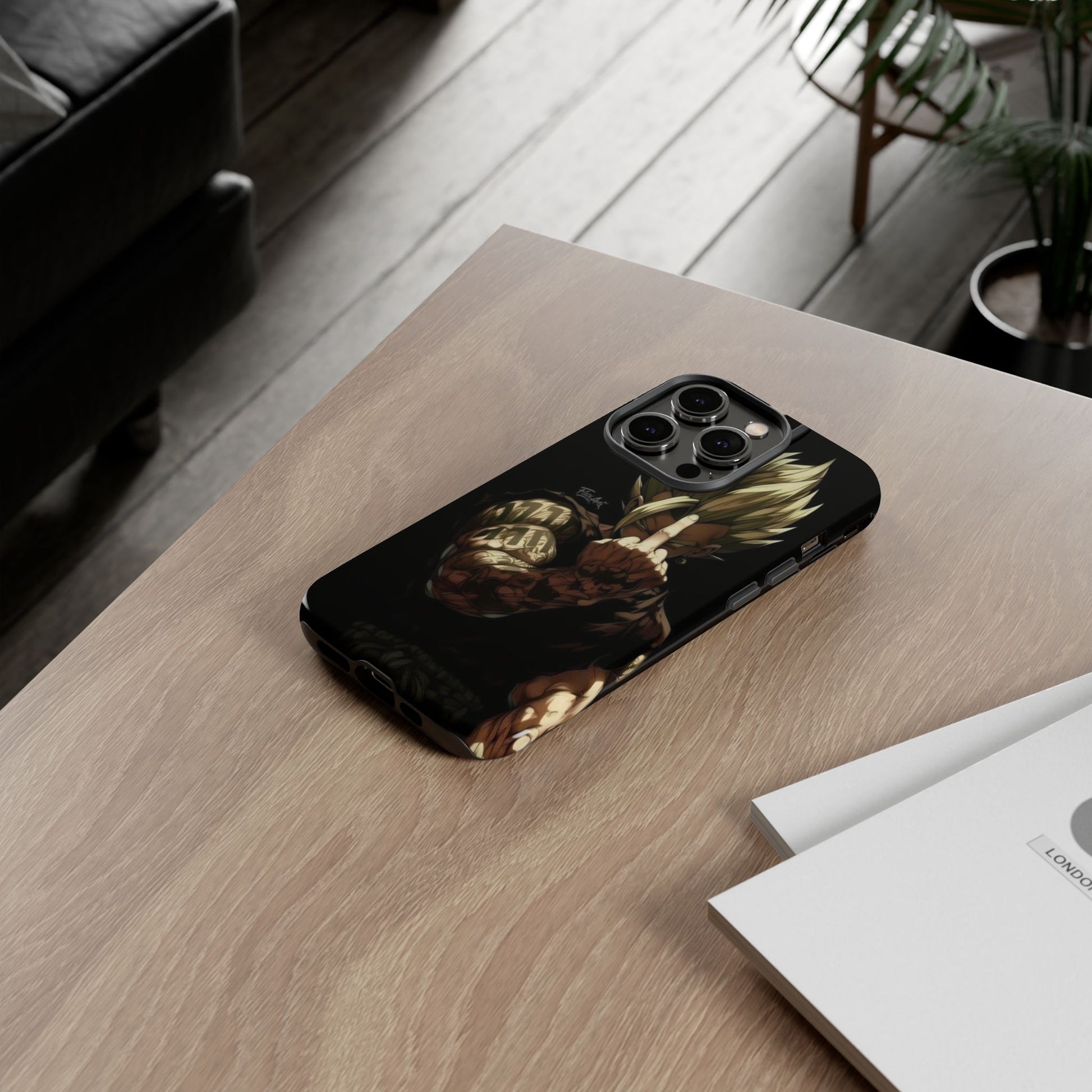 Middle Finger SS Goku Dragon Ball Z Tough Cases for iPhones, Samsung, and Pixel