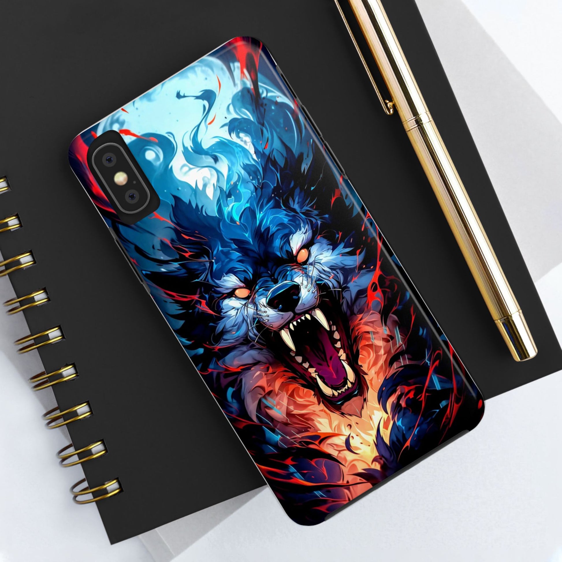 Aggressive Wolf Art Themed Tough Phone Cases for Iphones & Samsung Phones
