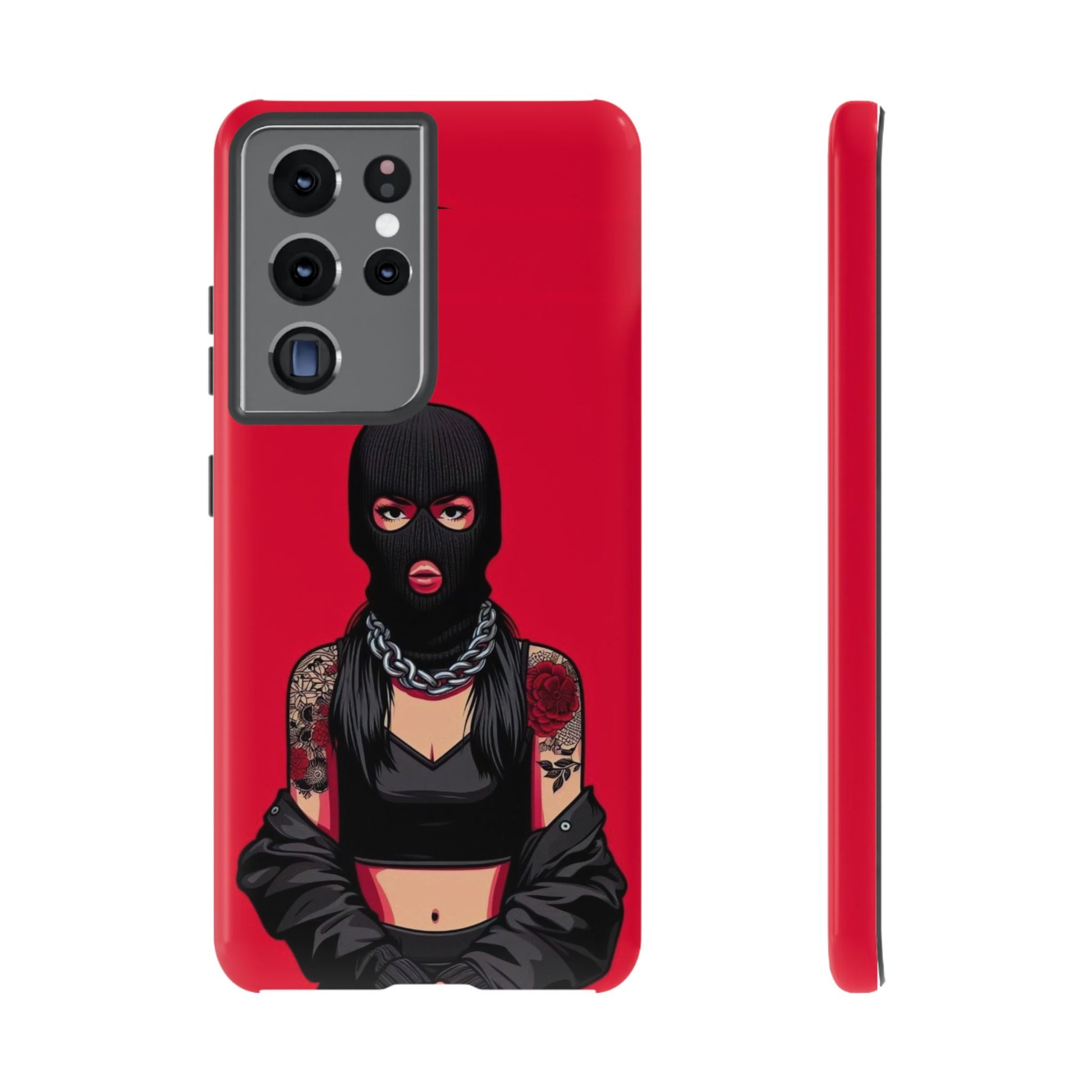 Thug Girl Red Design Tough Cases for iPhones, Samsung, and Pixel