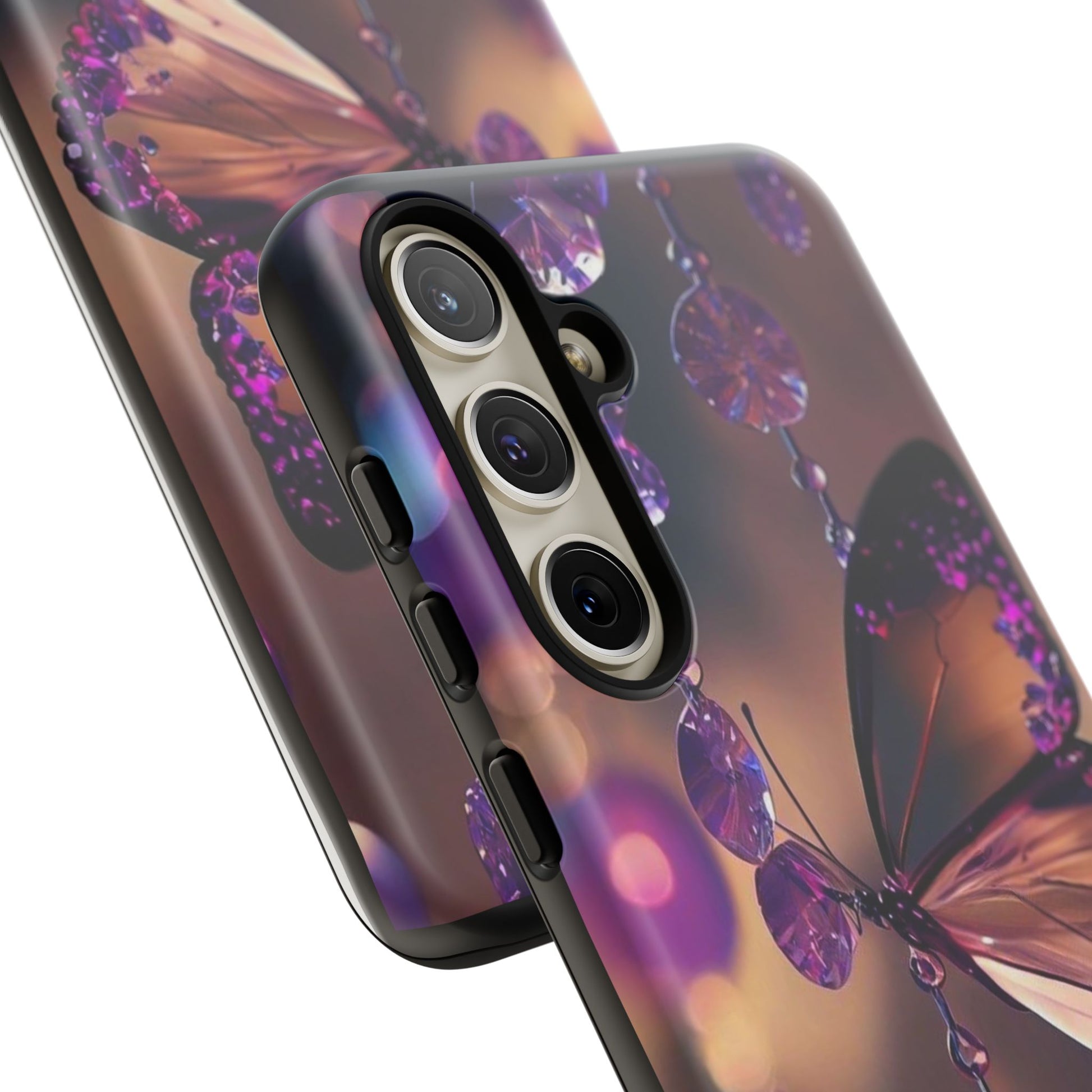 Purple Butterfly Tough Cases for iPhones, Samsung, and Pixel