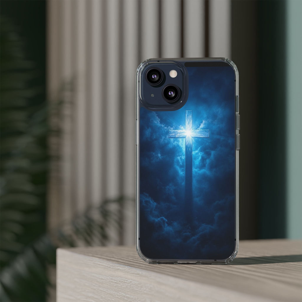 Religious Phone Case, Christian Cross in Clouds Art, Phone Accessories, Samsung