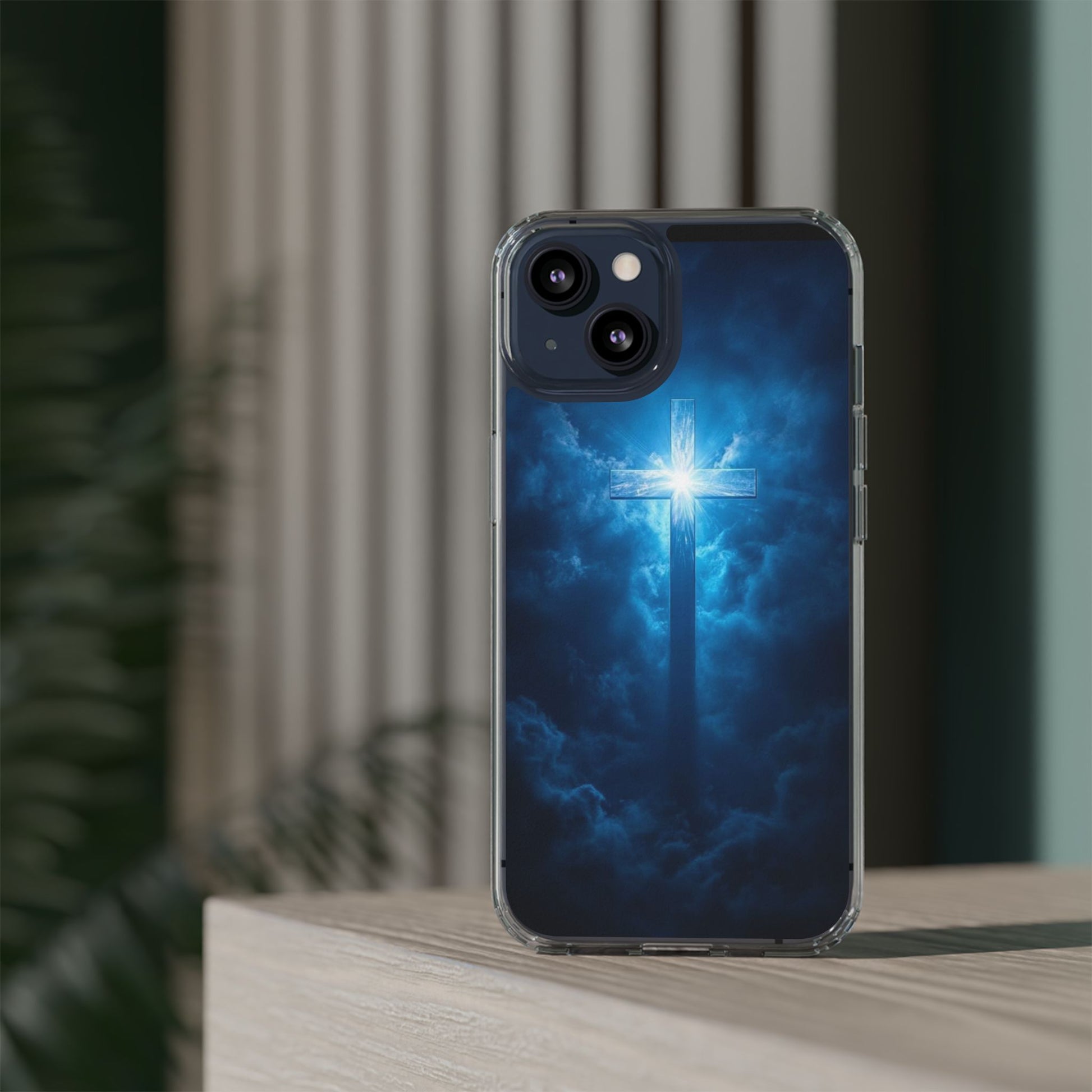 Religious Phone Case, Christian Cross in Clouds Art, Phone Accessories, Samsung