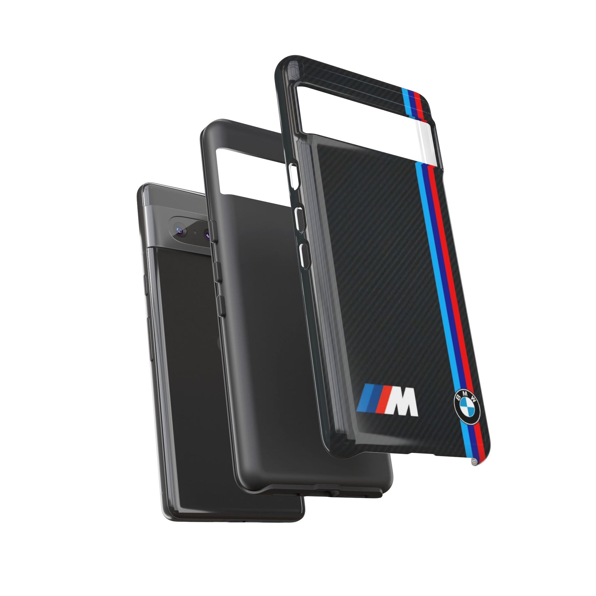 BMW M Stripes Carbon Fiber Design Tough Cases for iPhones, Samsung, and Pixel