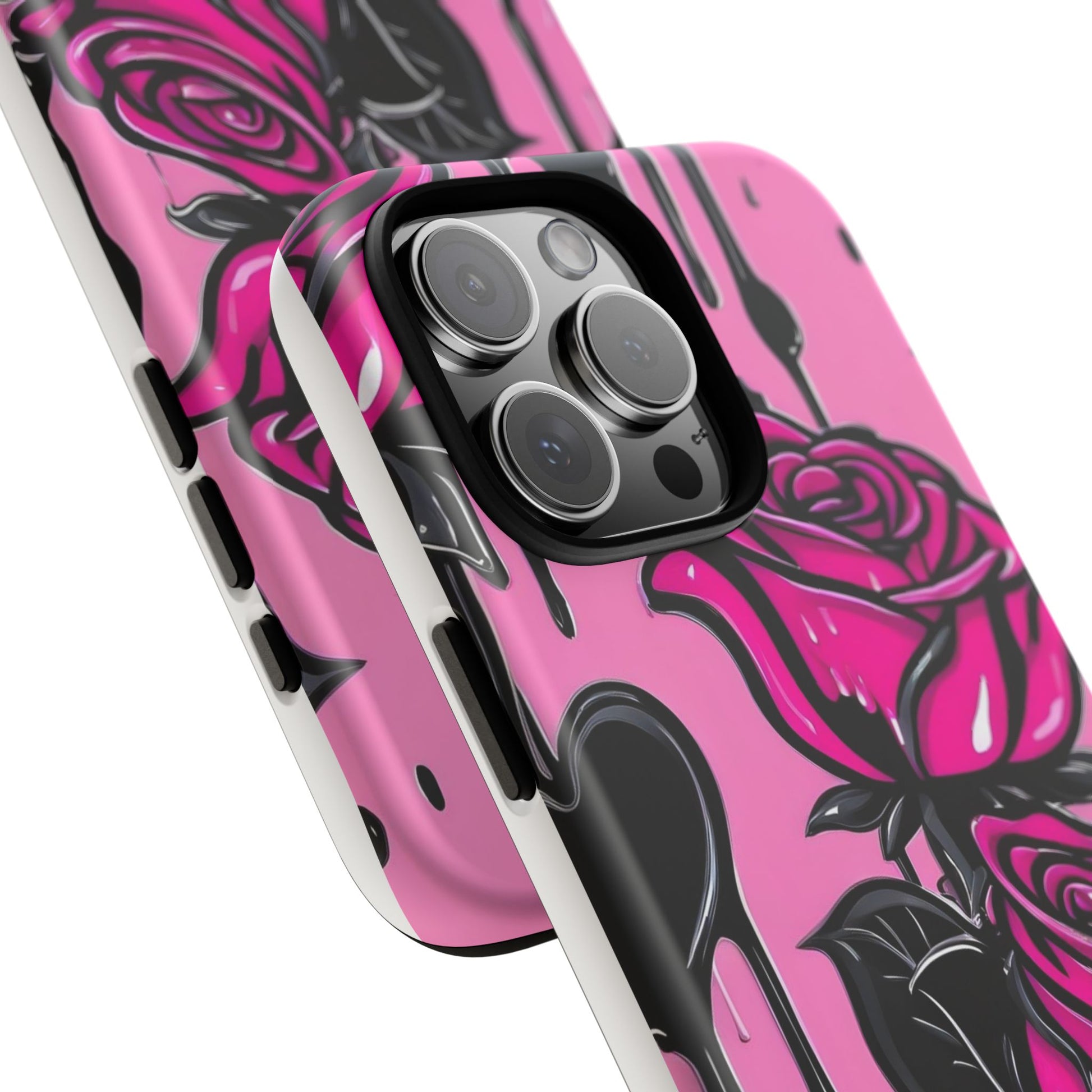Pink Rose Tough Girly Cases for iPhones, Samsung, and Pixel