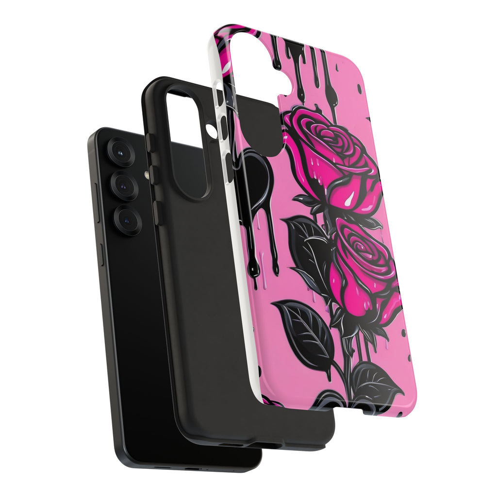 Pink Rose Tough Girly Cases for iPhones, Samsung, and Pixel