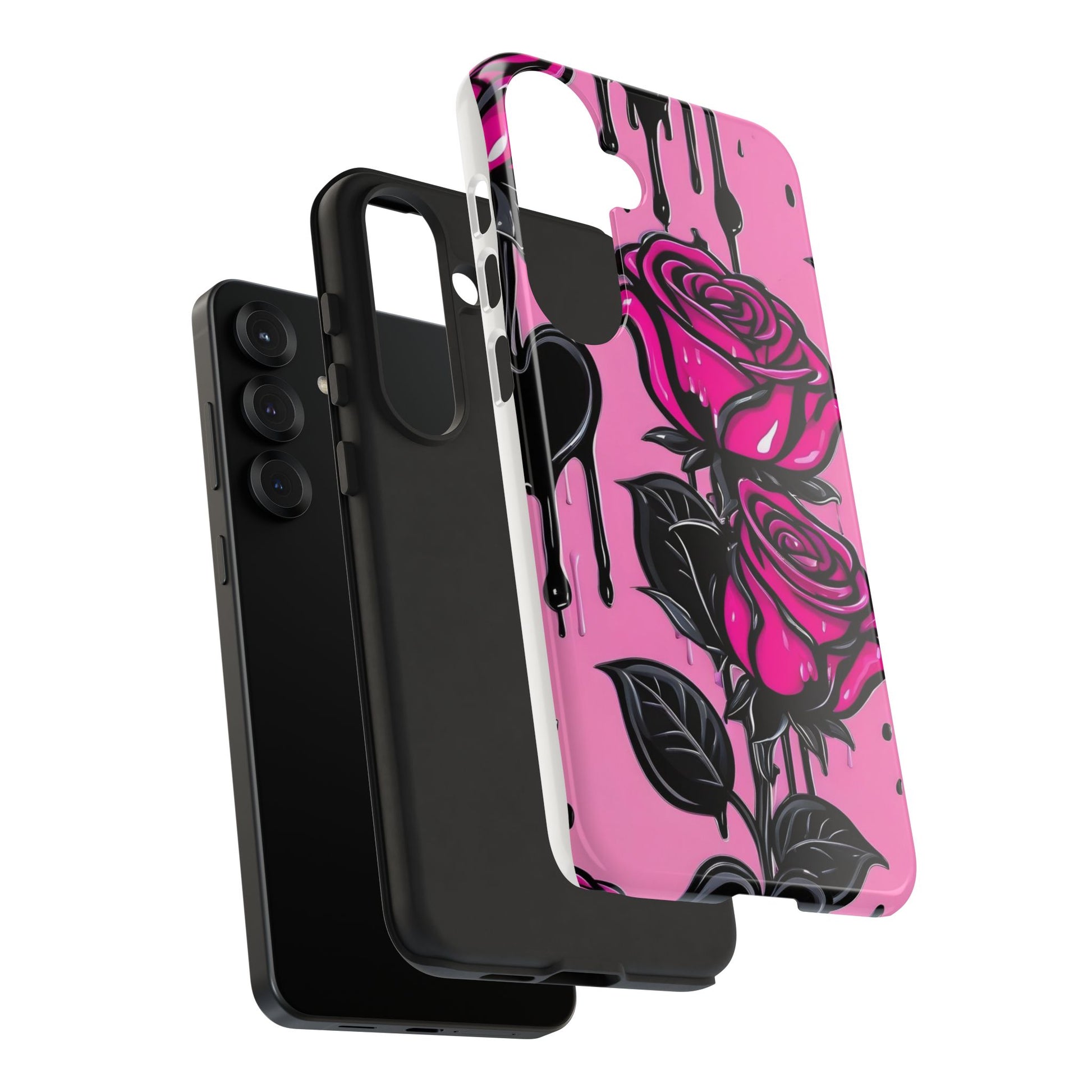 Pink Rose Tough Girly Cases for iPhones, Samsung, and Pixel