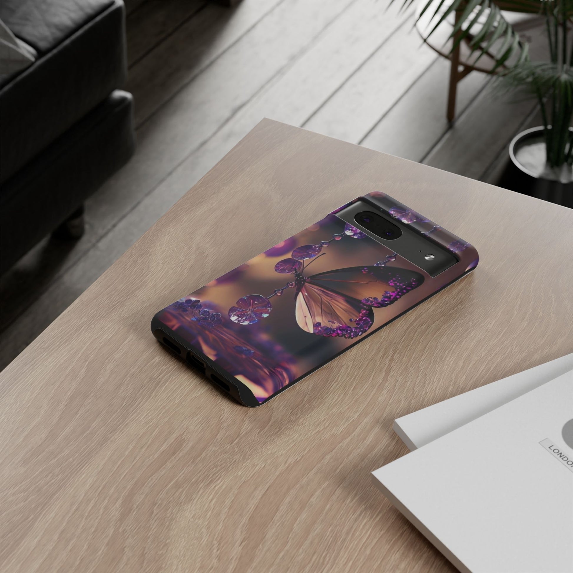 Purple Butterfly Tough Cases for iPhones, Samsung, and Pixel