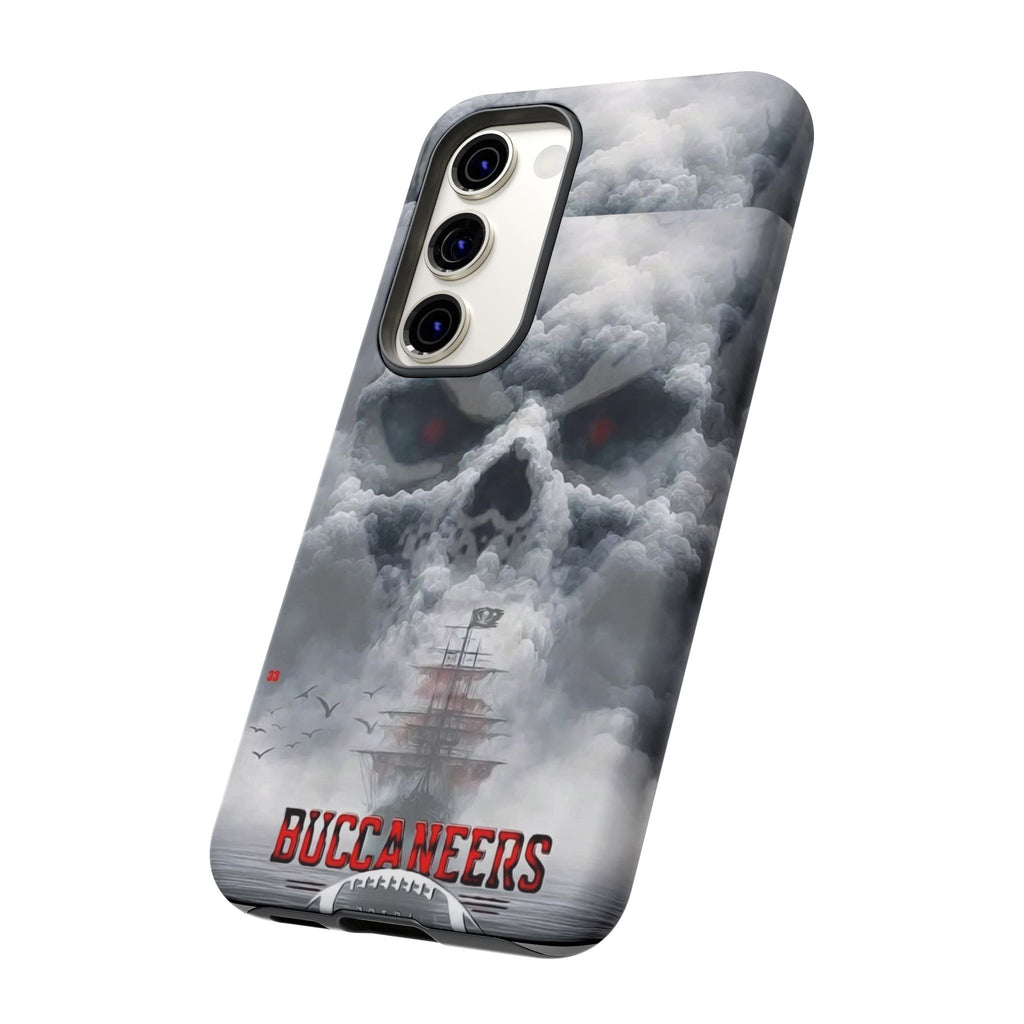 Skull Pirate Ship Football Buccaneers Tough Cases for iPhones, Samsung, and Pixel