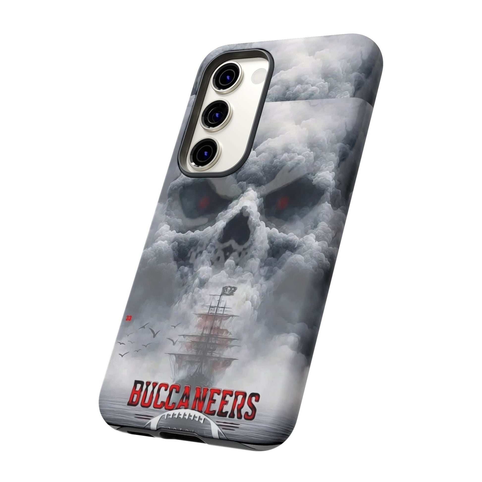 Skull Pirate Ship Football Buccaneers Tough Cases for iPhones, Samsung, and Pixel