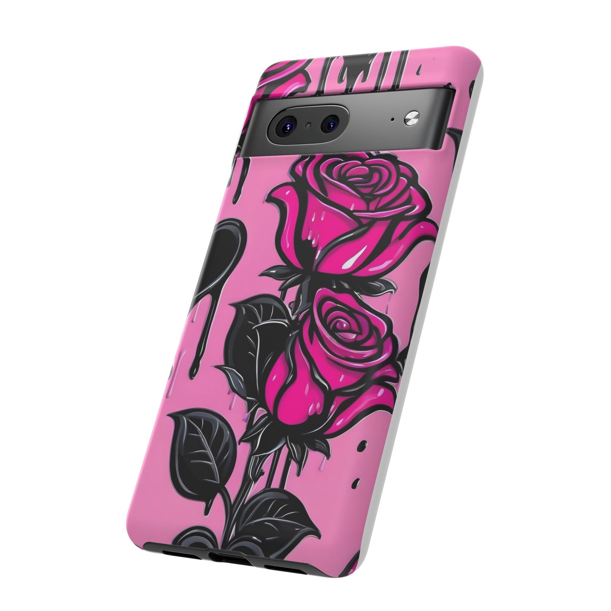 Pink Rose Tough Girly Cases for iPhones, Samsung, and Pixel