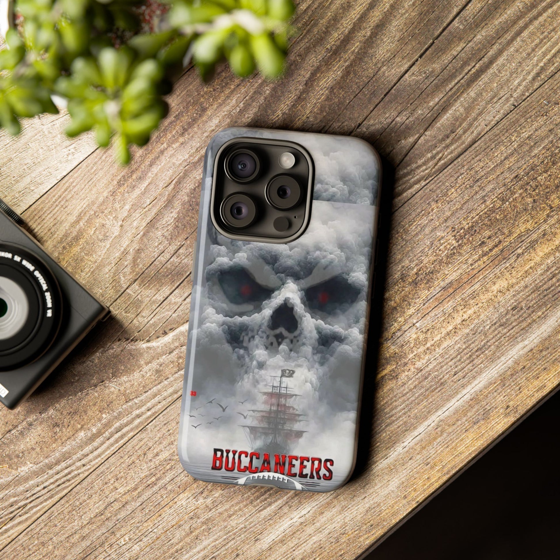 Skull Pirate Ship Football Buccaneers Tough Cases for iPhones, Samsung, and Pixel