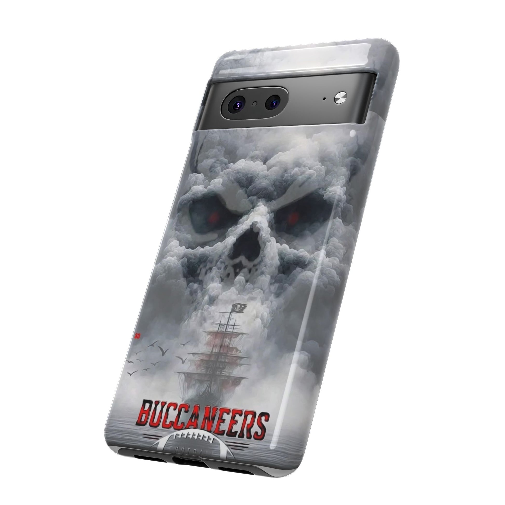 Skull Pirate Ship Football Buccaneers Tough Cases for iPhones, Samsung, and Pixel