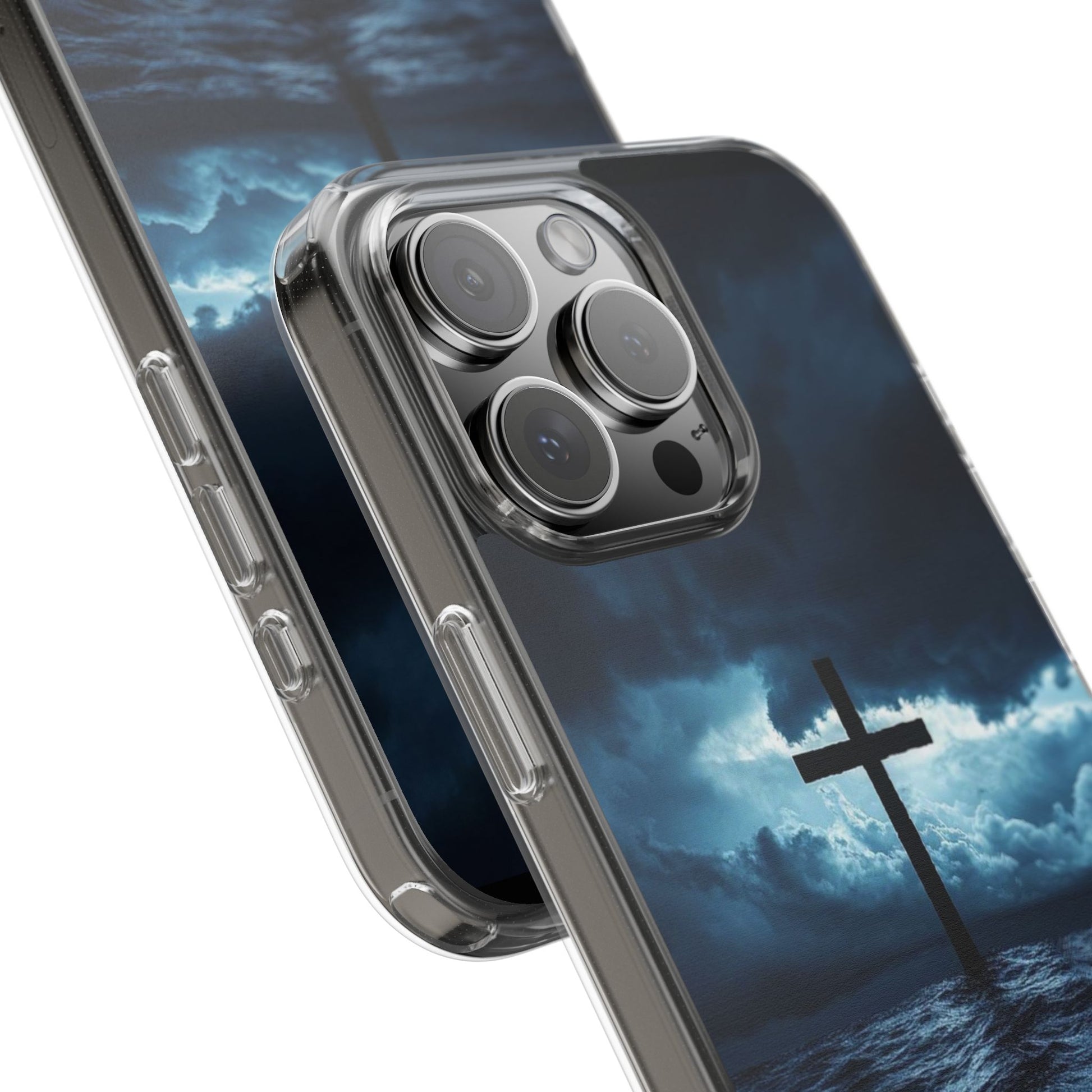 Christian Cross Storm Clear Case - Religious iPhone Samsung Cover, Faith Phone