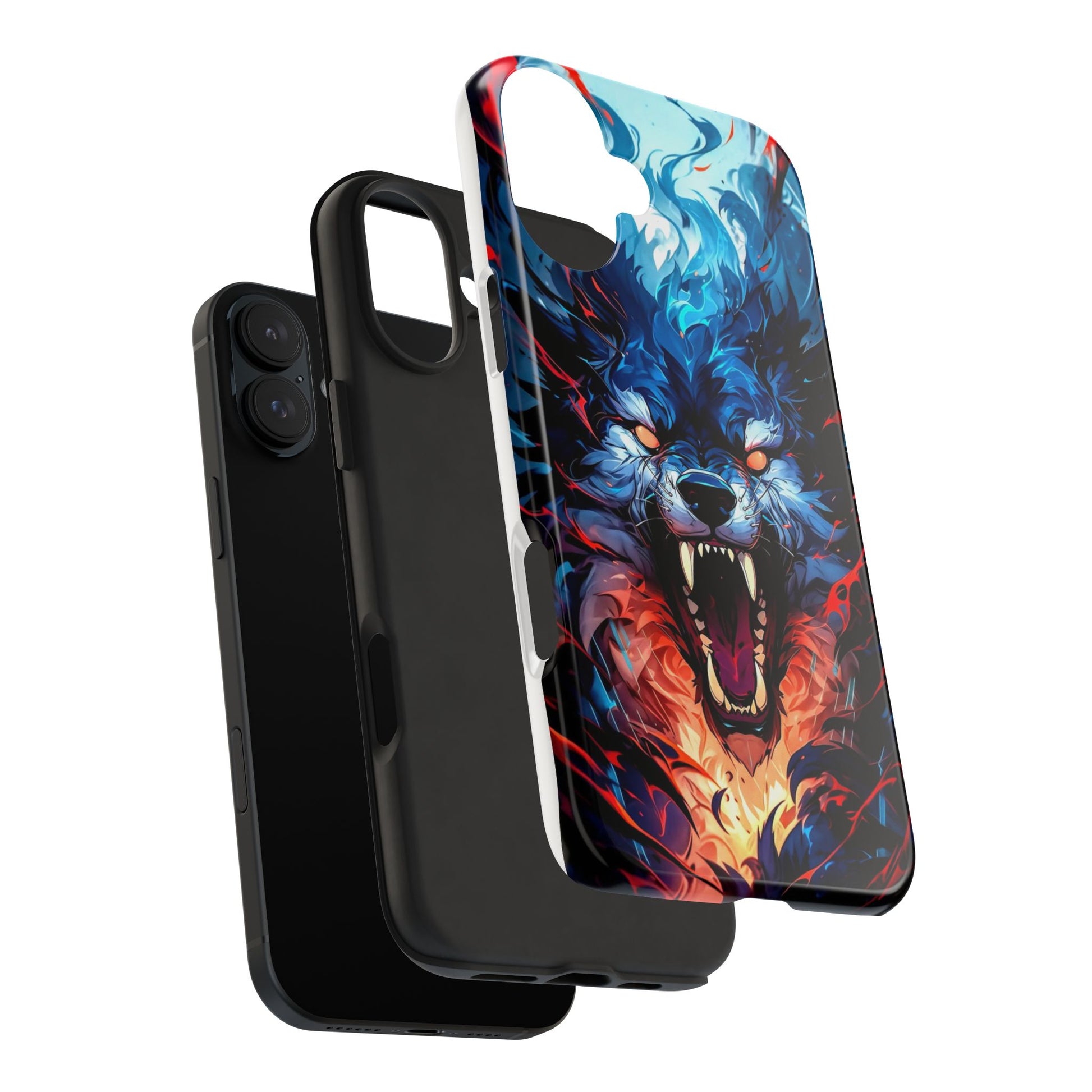 Aggressive Wolf Art Themed Tough Phone Cases for Iphones & Samsung Phones