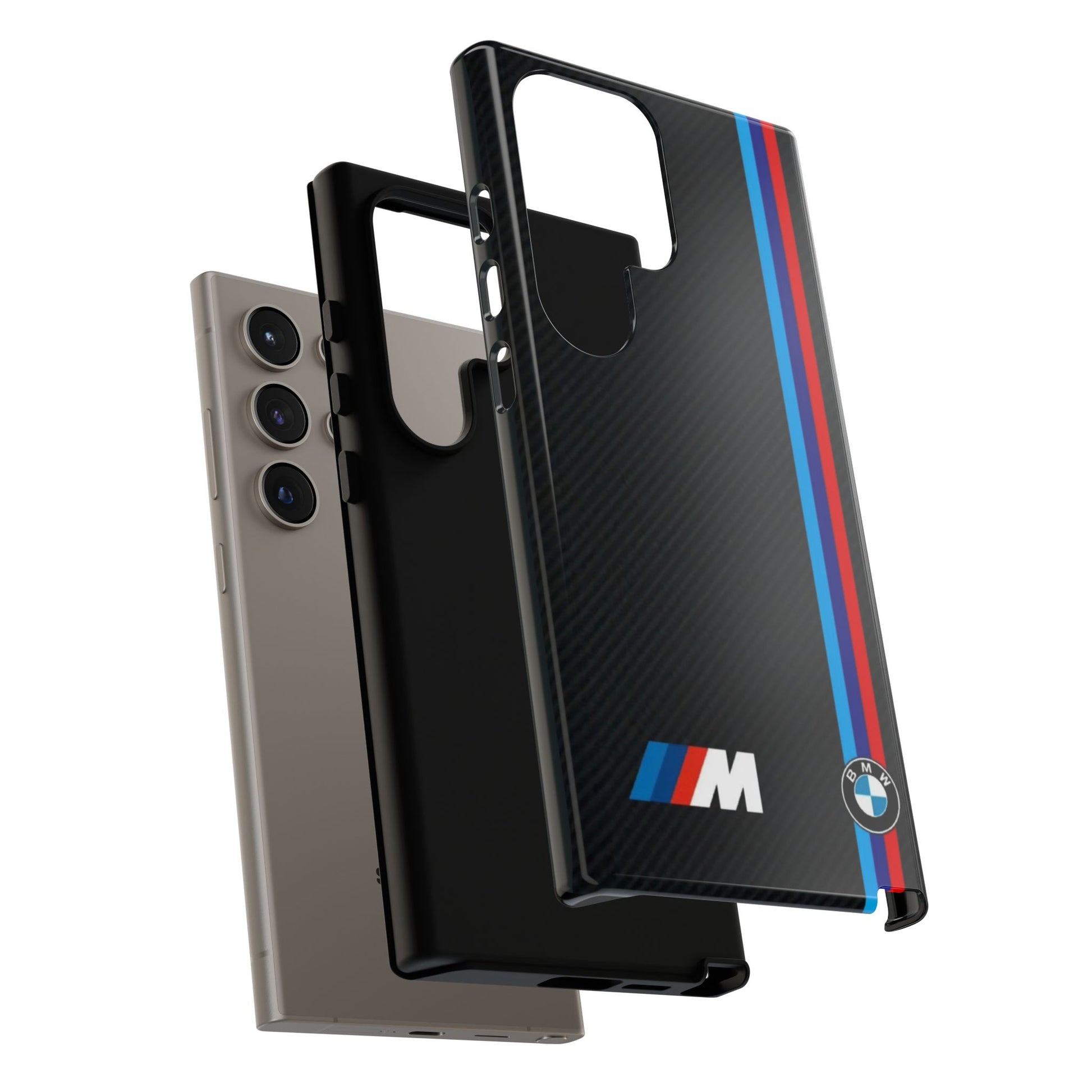 BMW M Stripes Carbon Fiber Design Tough Cases for iPhones, Samsung, and Pixel