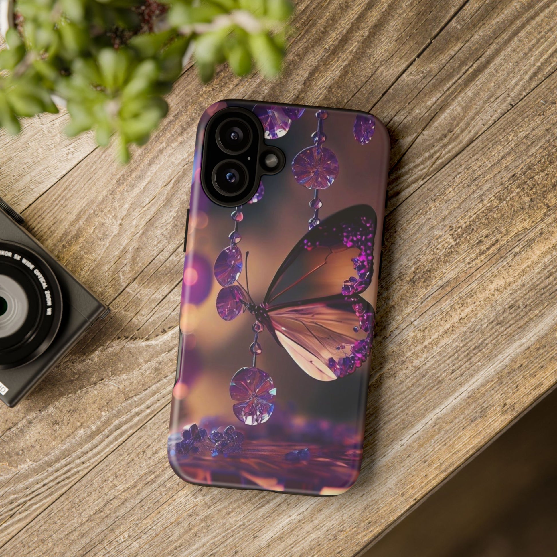 Purple Butterfly Tough Cases for iPhones, Samsung, and Pixel