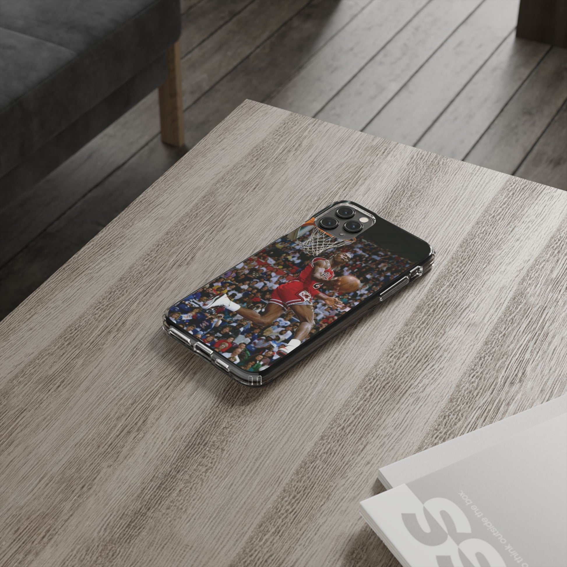 Vintage Jordan Dunk themed Basketball Inspired design Clear Phone Cases