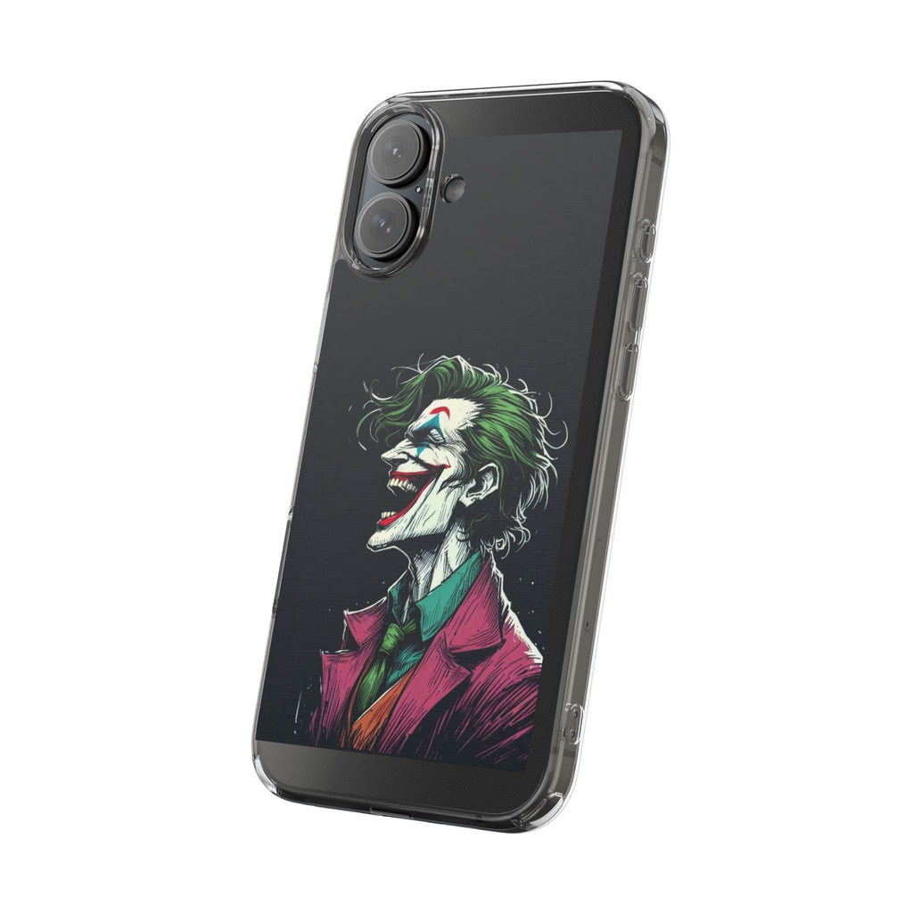 Phone Case, Comic book Inspired Design Joker Laughing, Clear Phone Cover