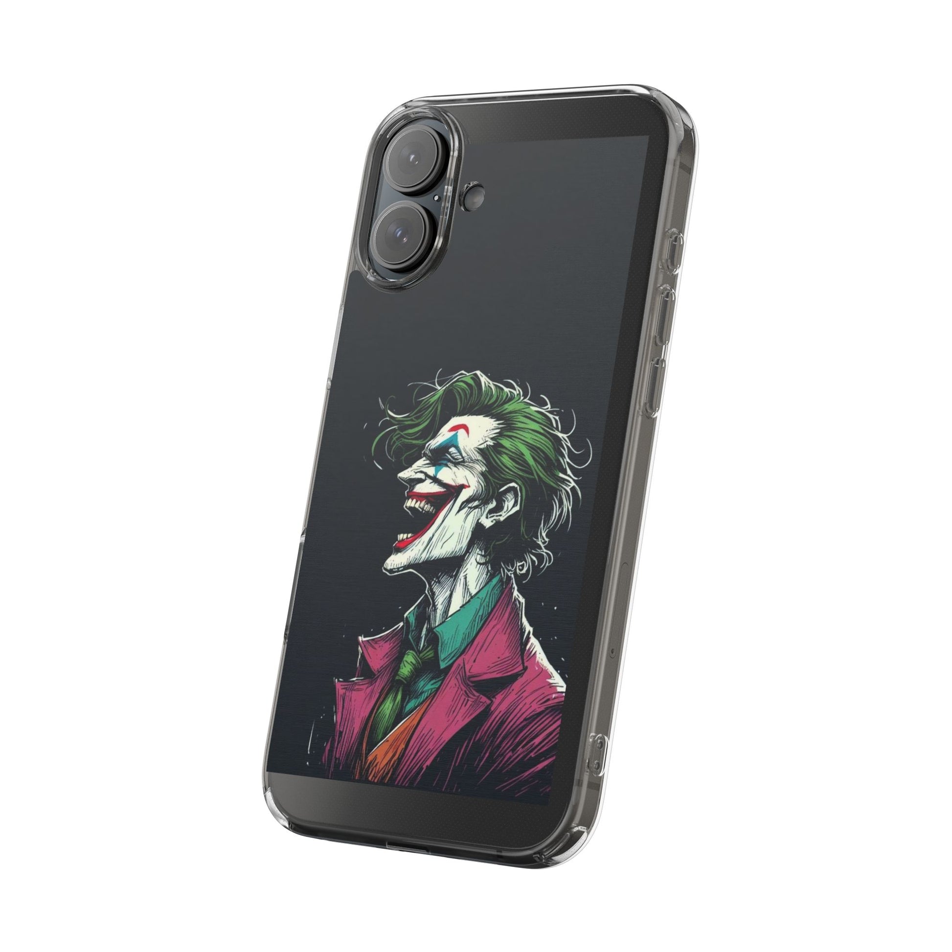 Phone Case, Comic book Inspired Design Joker Laughing, Clear Phone Cover