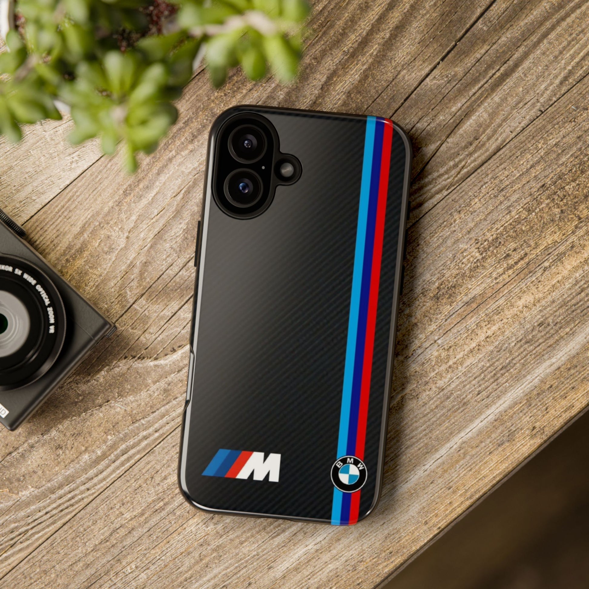 BMW M Stripes Carbon Fiber Design Tough Cases for iPhones, Samsung, and Pixel