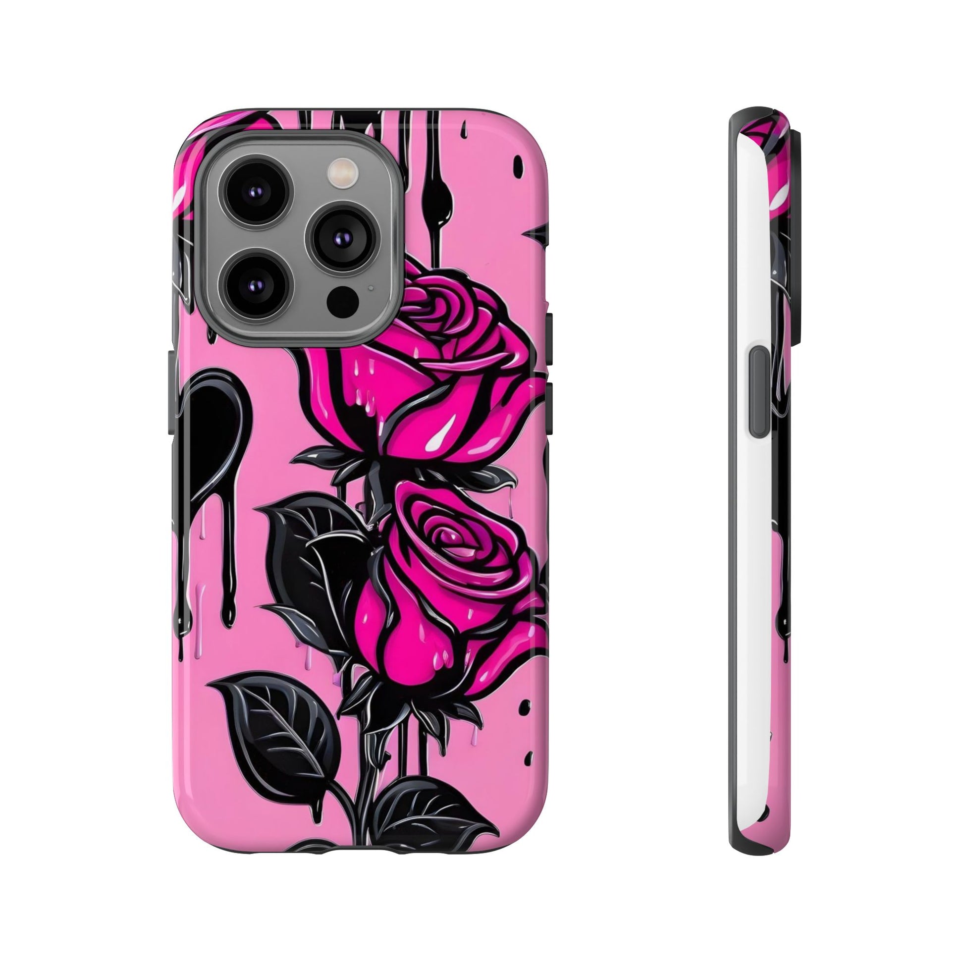 Pink Rose Tough Girly Cases for iPhones, Samsung, and Pixel