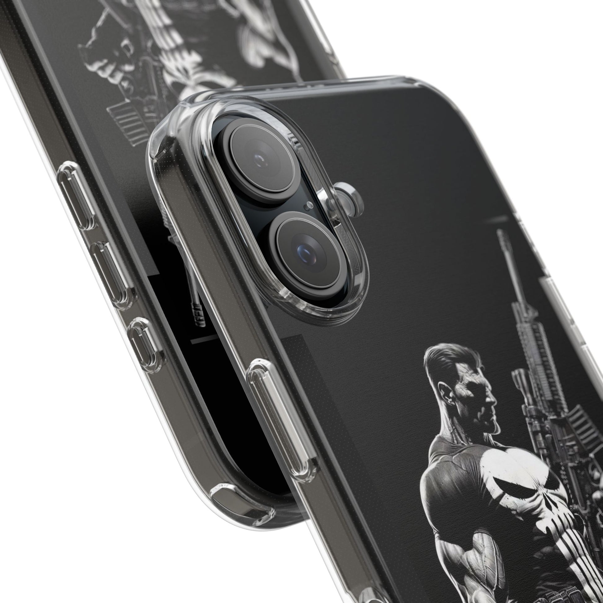 Phone Case, Comic book Inspired Design Punisher, Clear Phone Cover, Funny
